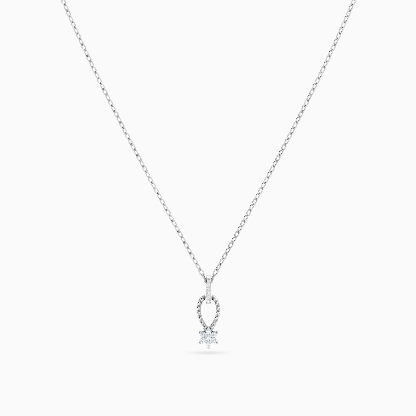 Pear Diamond Necklace in 18K Gold - 3 Pear Diamond Necklace in 18K Gold - 3