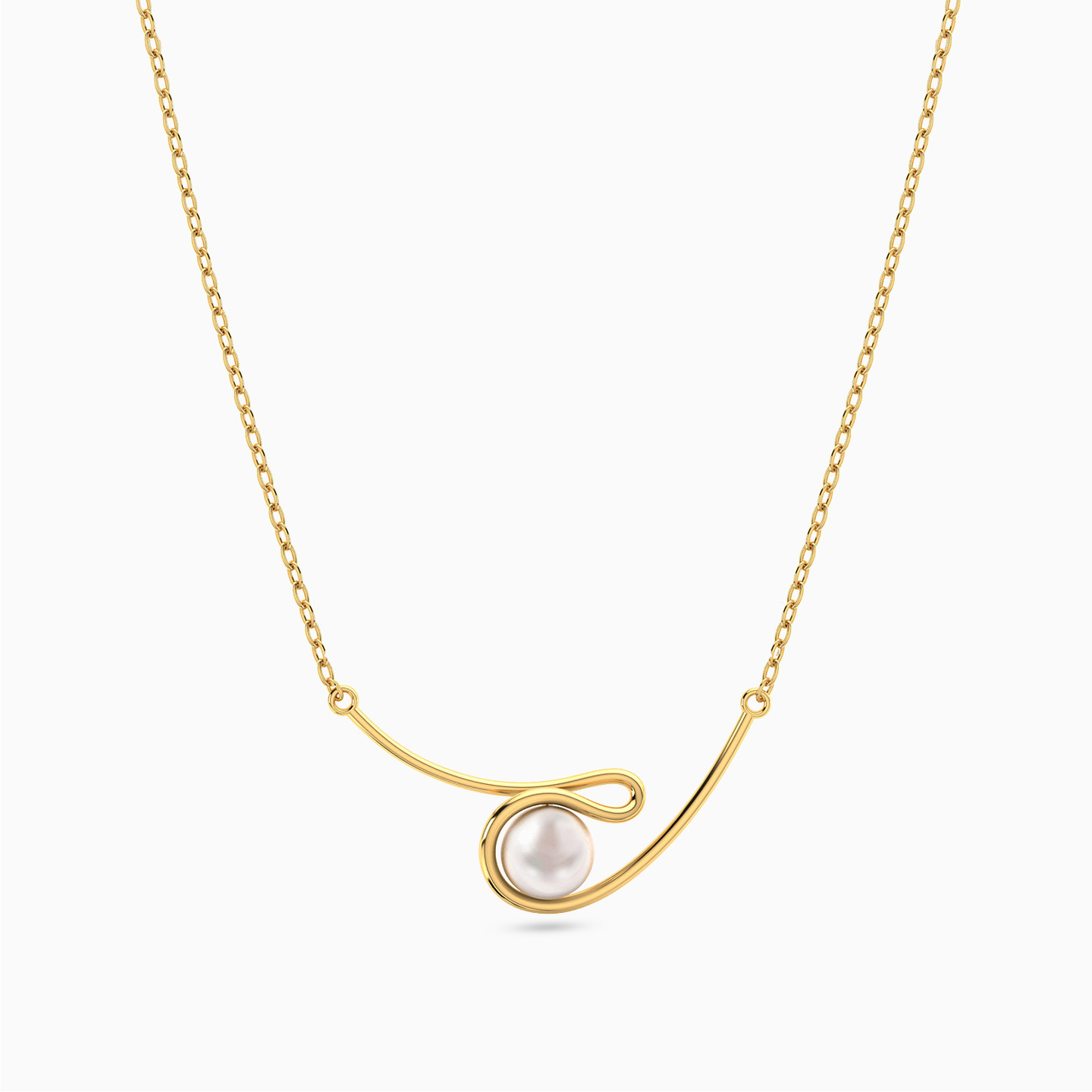 Multi-shaped Pearls Pendant with 18K Gold Chain