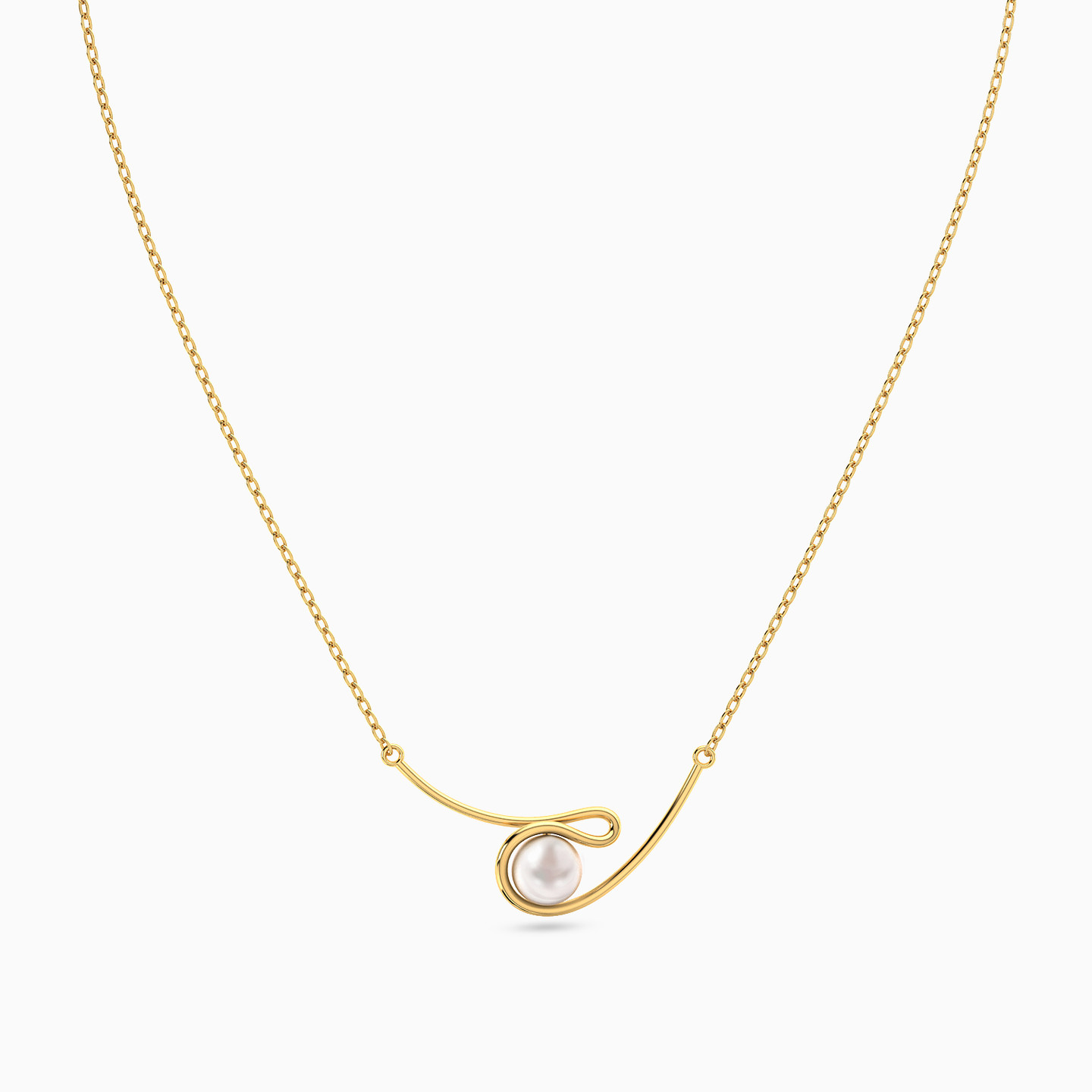 Spiral Pearl Necklace in 18K Gold - 2 Spiral Pearl Necklace in 18K Gold - 2