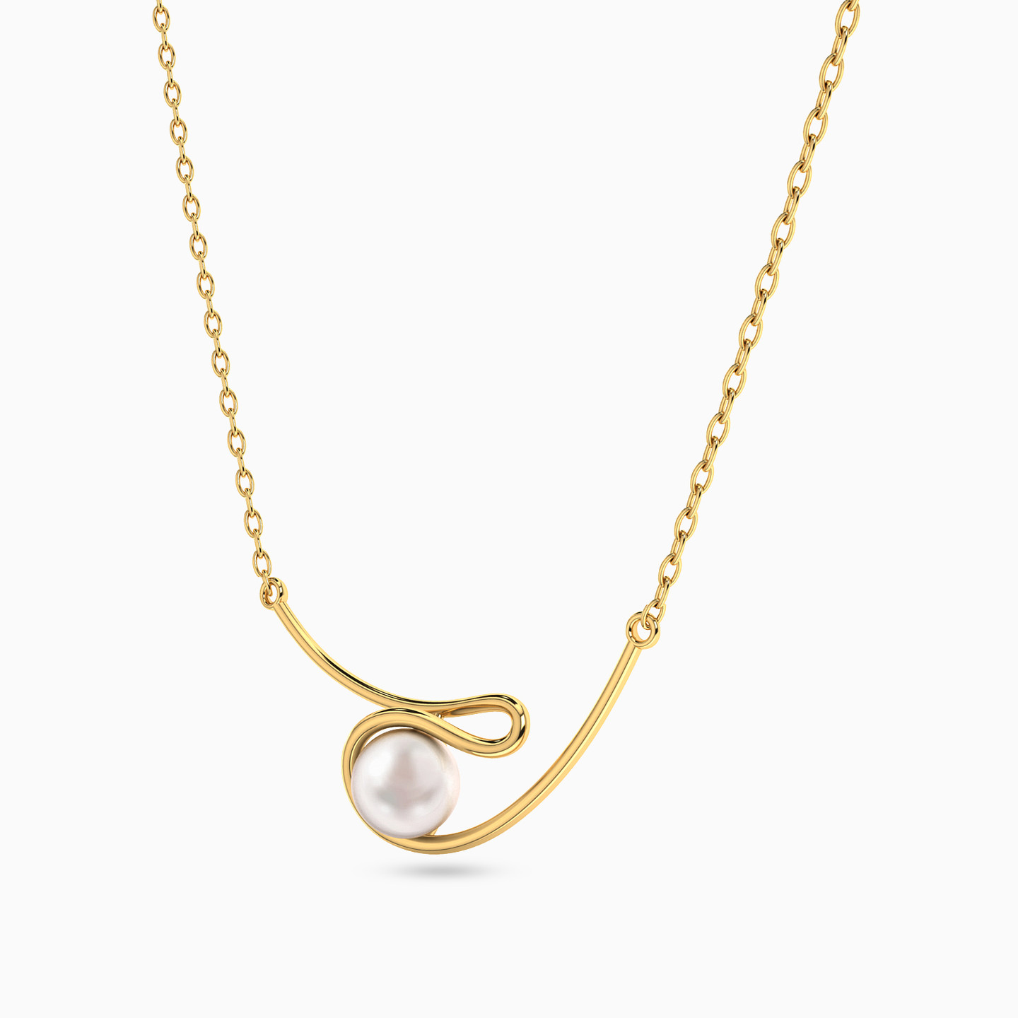 Spiral Pearl Necklace in 18K Gold - 3 Spiral Pearl Necklace in 18K Gold - 3