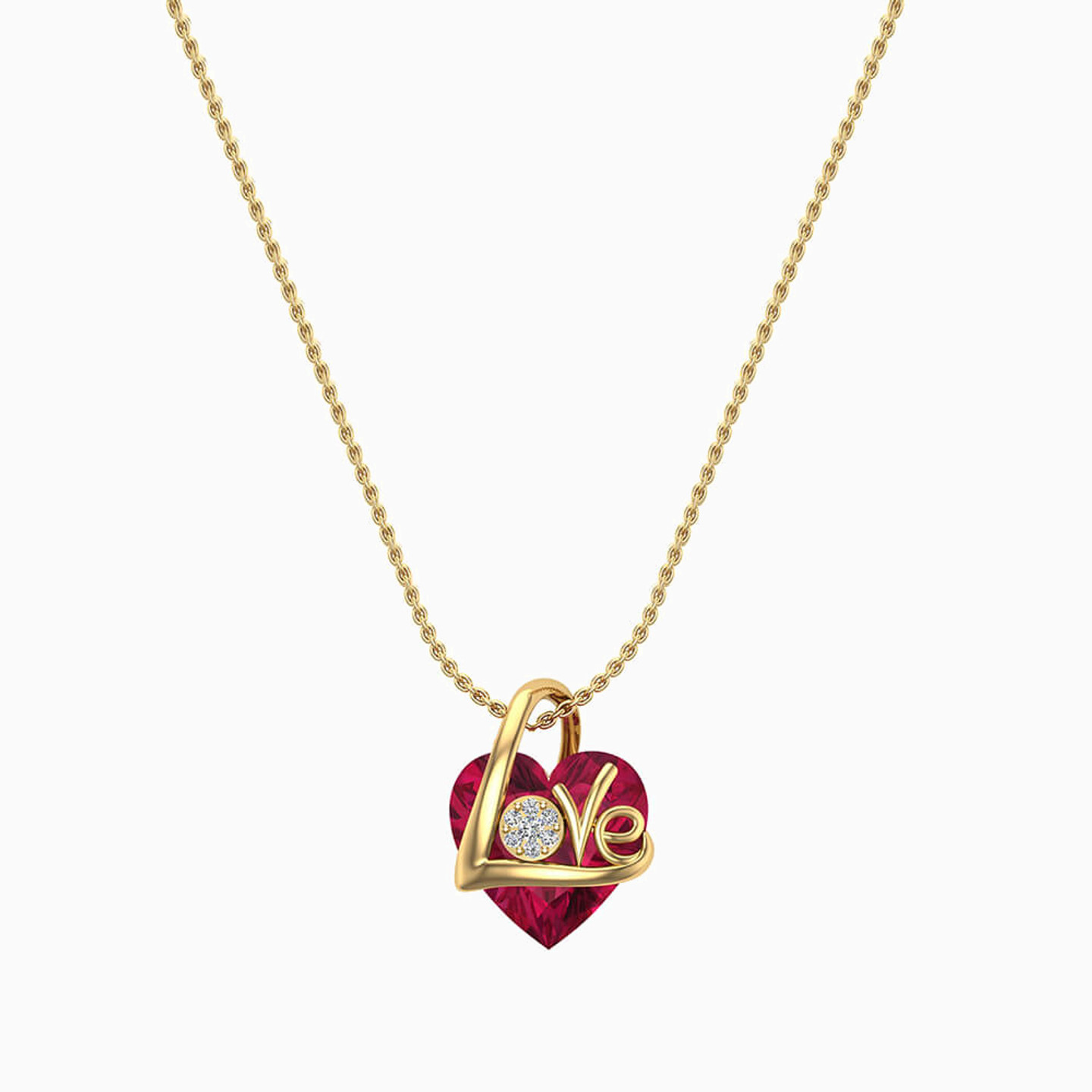 18K Gold Diamond & Colored Stones Pendant Necklace - 2