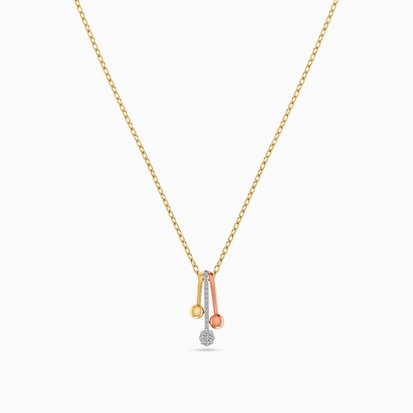 Multi-shaped Diamonds Pendant with 18K Gold Chain - 2