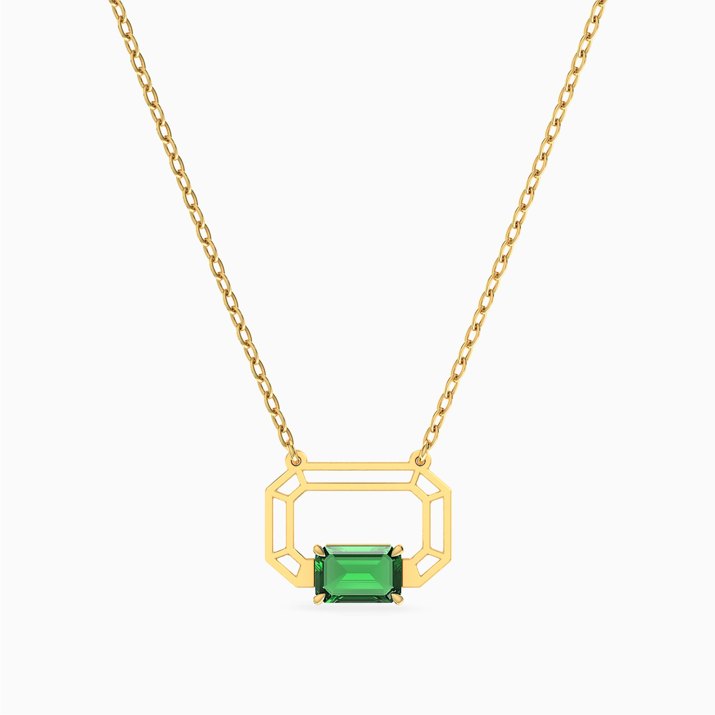 Rectangle Green Stones Necklace in 18K Gold Rectangle Green Stones Necklace in 18K Gold