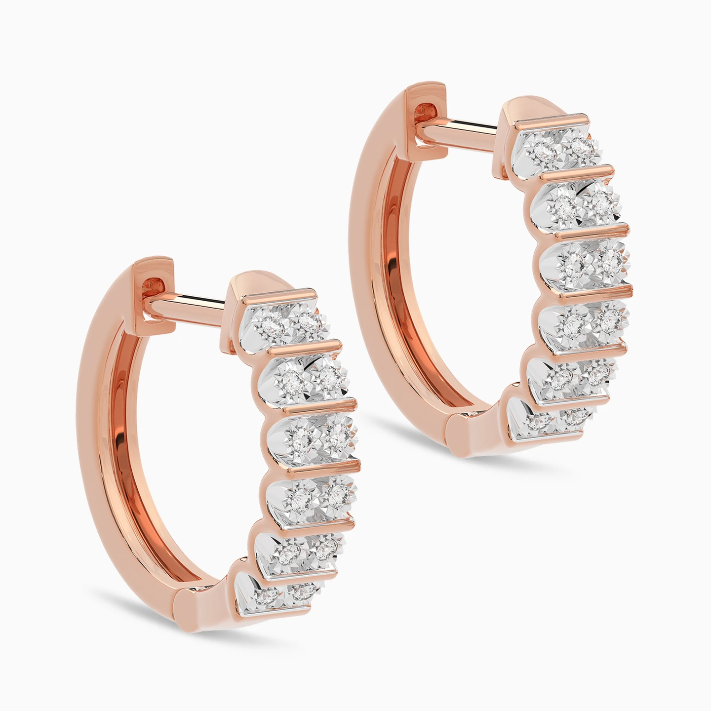 Small Diamond Hoop Earrings in 18K Gold - 3 Small Diamond Hoop Earrings in 18K Gold - 3