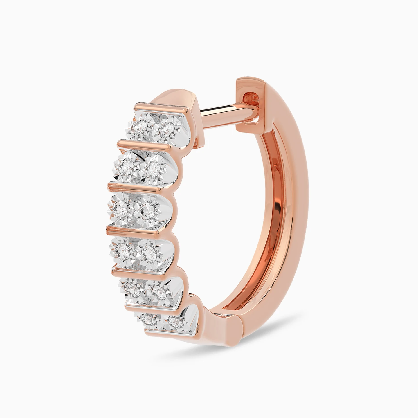 Small Diamond Hoop Earrings in 18K Gold - 4 Small Diamond Hoop Earrings in 18K Gold - 4
