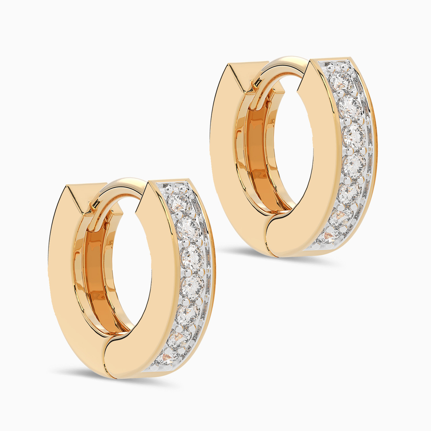 Small Diamond Hoop Earrings in 18K Gold - 2 Small Diamond Hoop Earrings in 18K Gold - 2