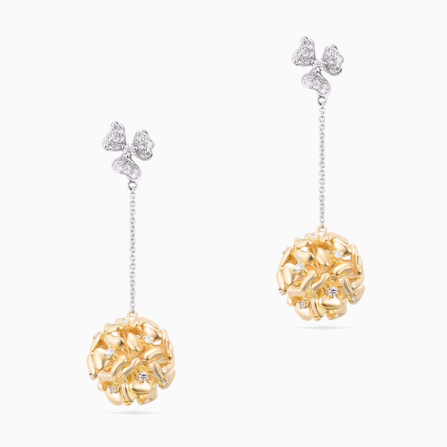 Multi Shaped Diamond Drop Earrings in 18K Gold - 3