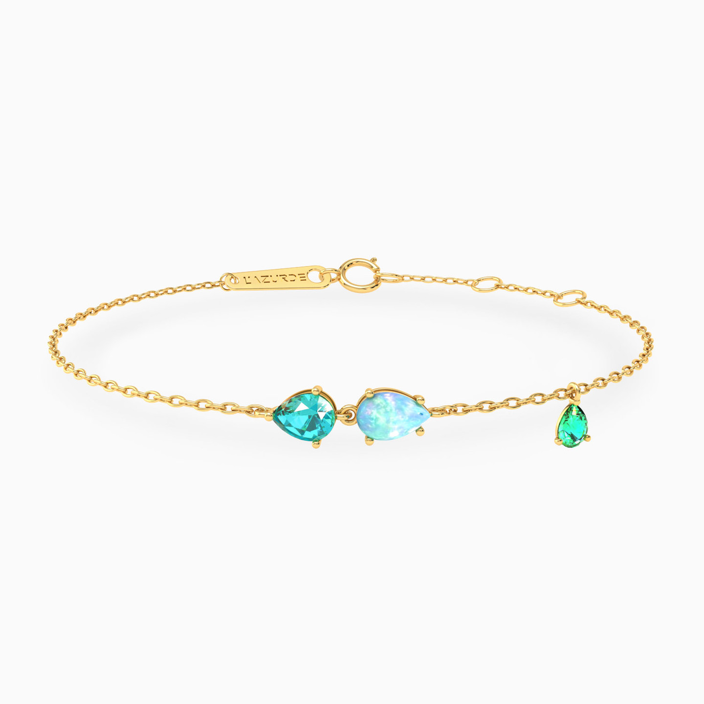 Pear Colored Stones Chain Bracelet in 18K Gold Pear Colored Stones Chain Bracelet in 18K Gold
