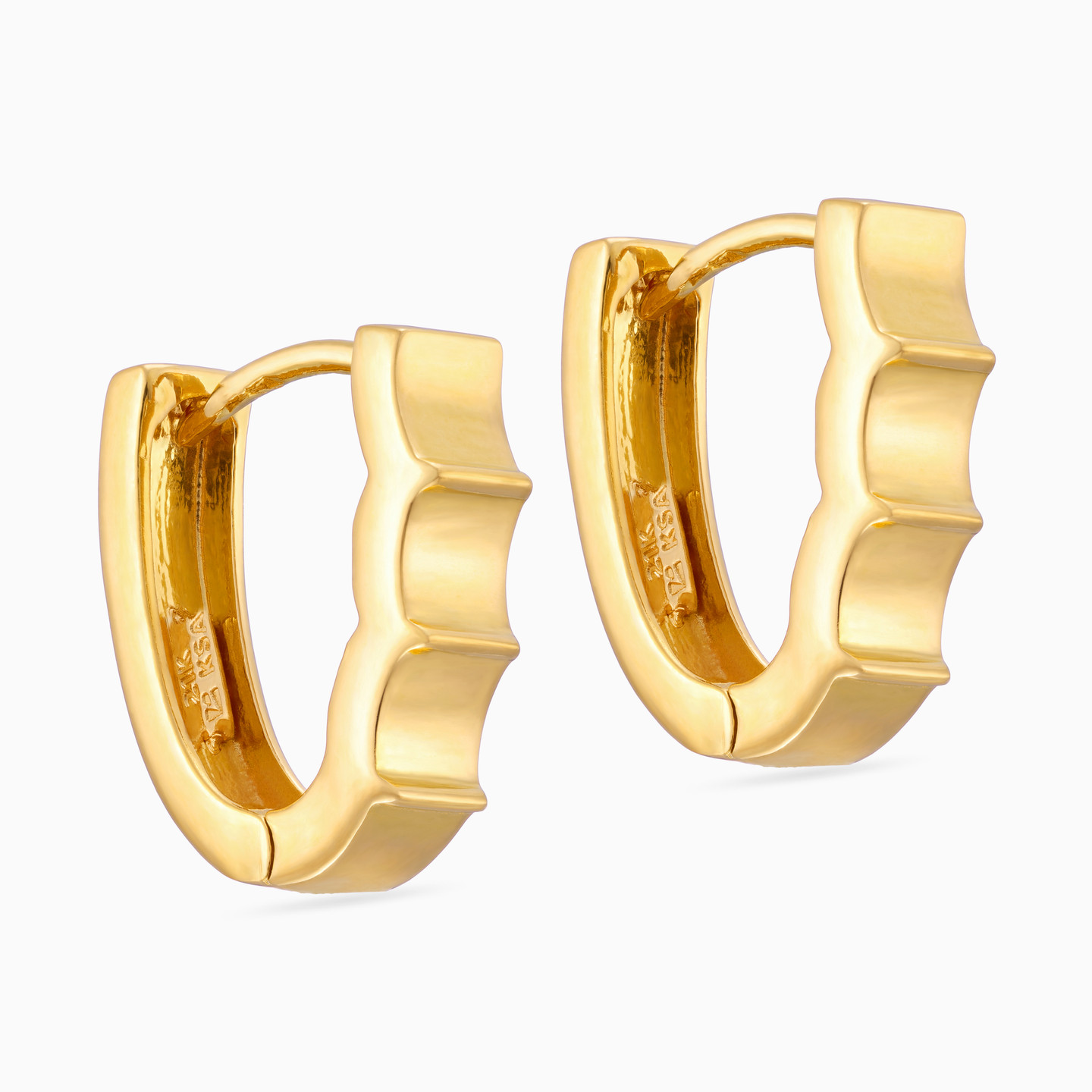 Textured Hoop Earrings in 21K Gold - 3 Textured Hoop Earrings in 21K Gold - 3