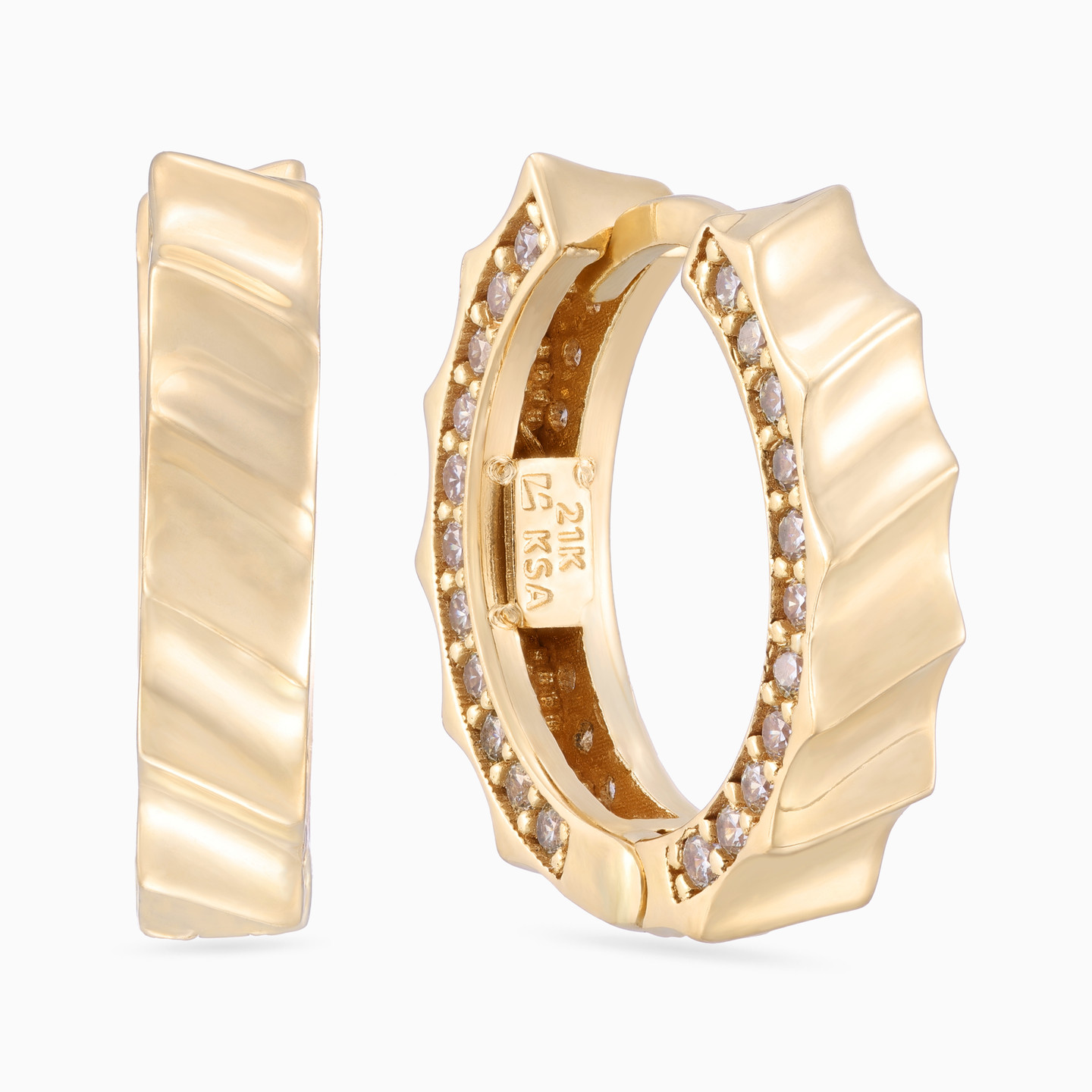 Textured Hoop Earrings in 21K Gold Textured Hoop Earrings in 21K Gold