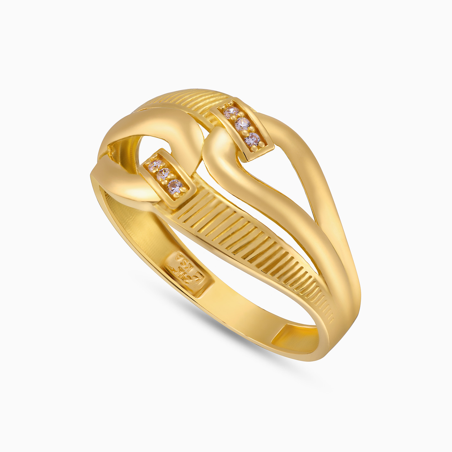 Links Cubic Zirconia Ring in 21K Gold - 3 Links Cubic Zirconia Ring in 21K Gold - 3