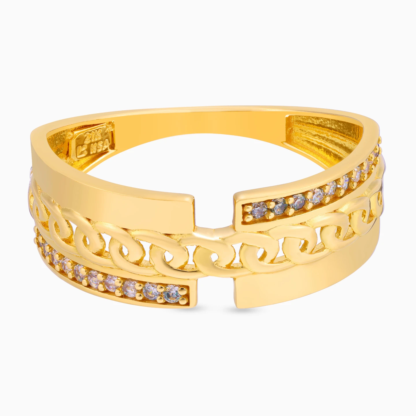 Links Cubic Zirconia Ring in 21K Gold Links Cubic Zirconia Ring in 21K Gold