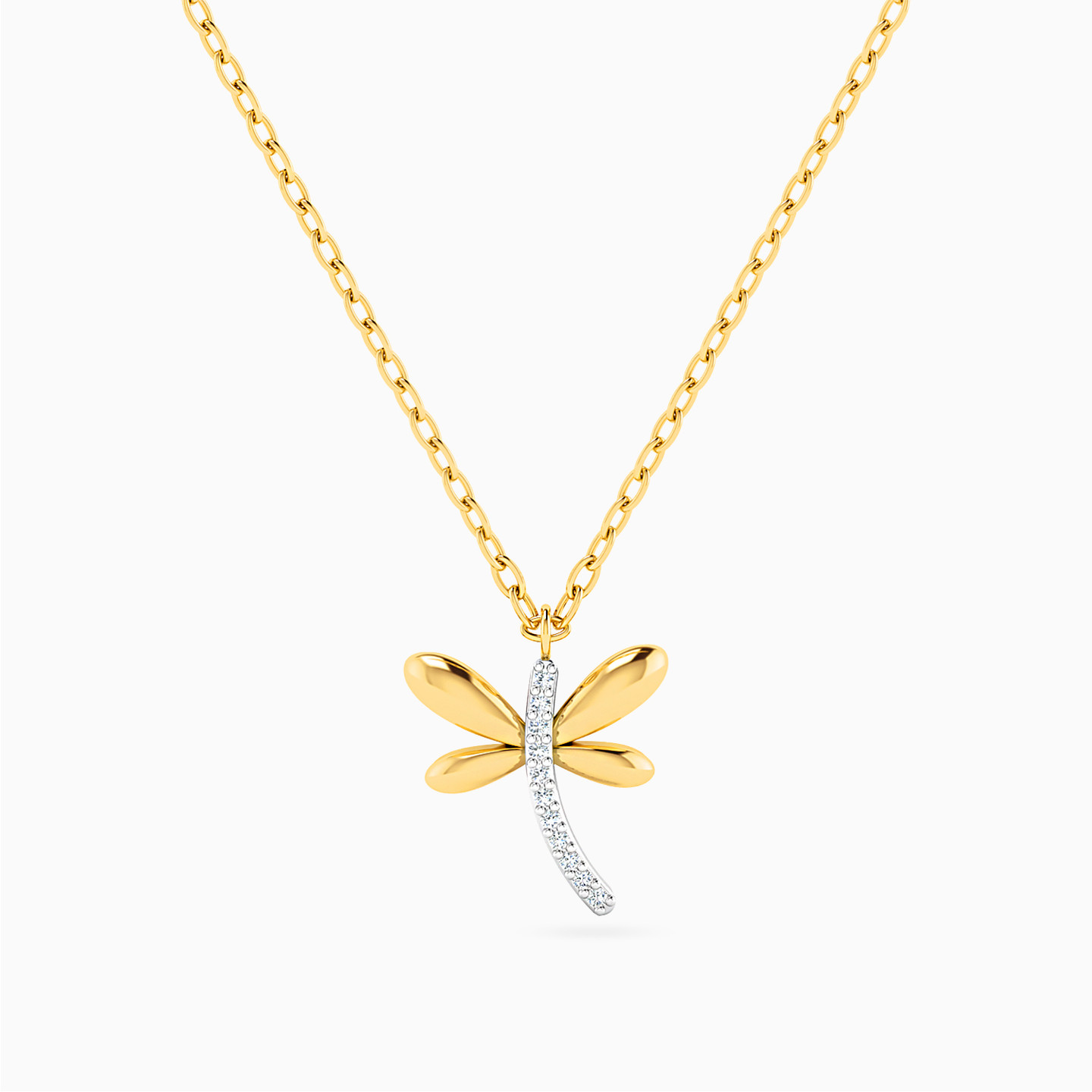 Dragonfly Diamonds Necklace In 18K Gold