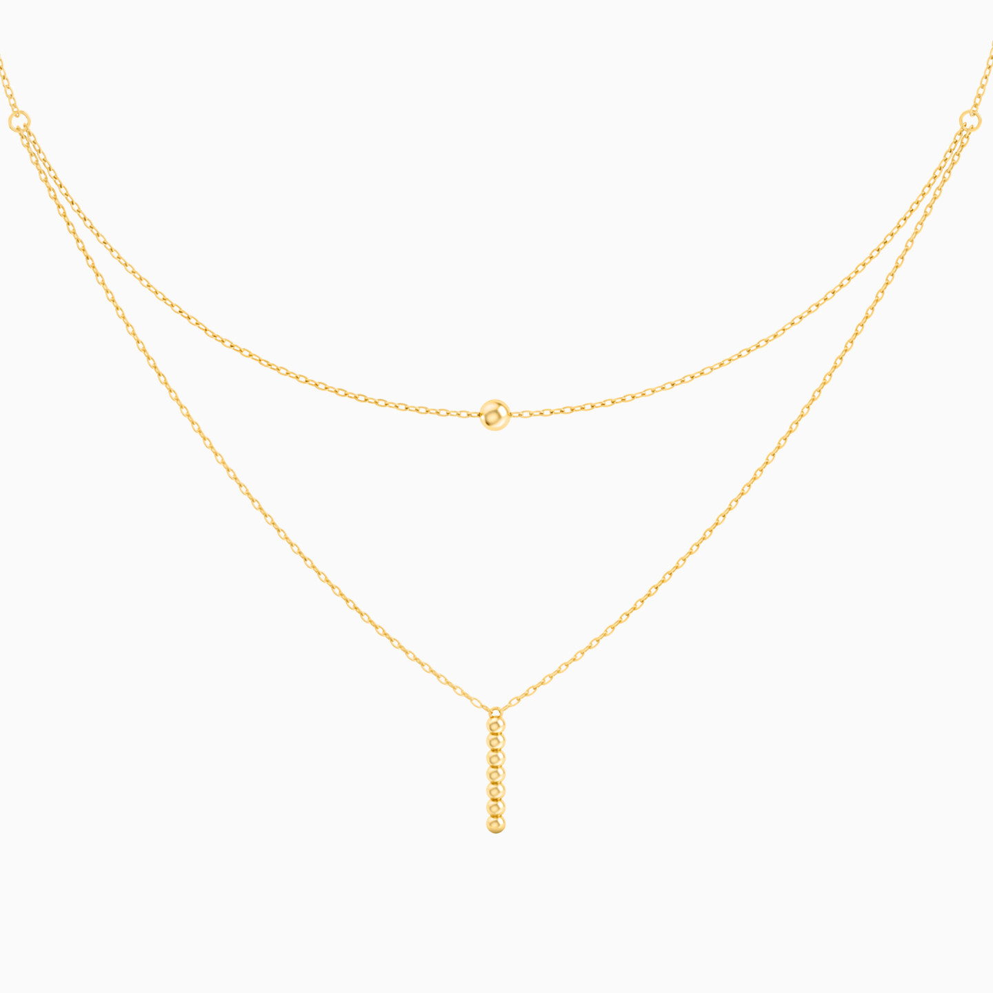 Round Layered Necklace in 18K Gold