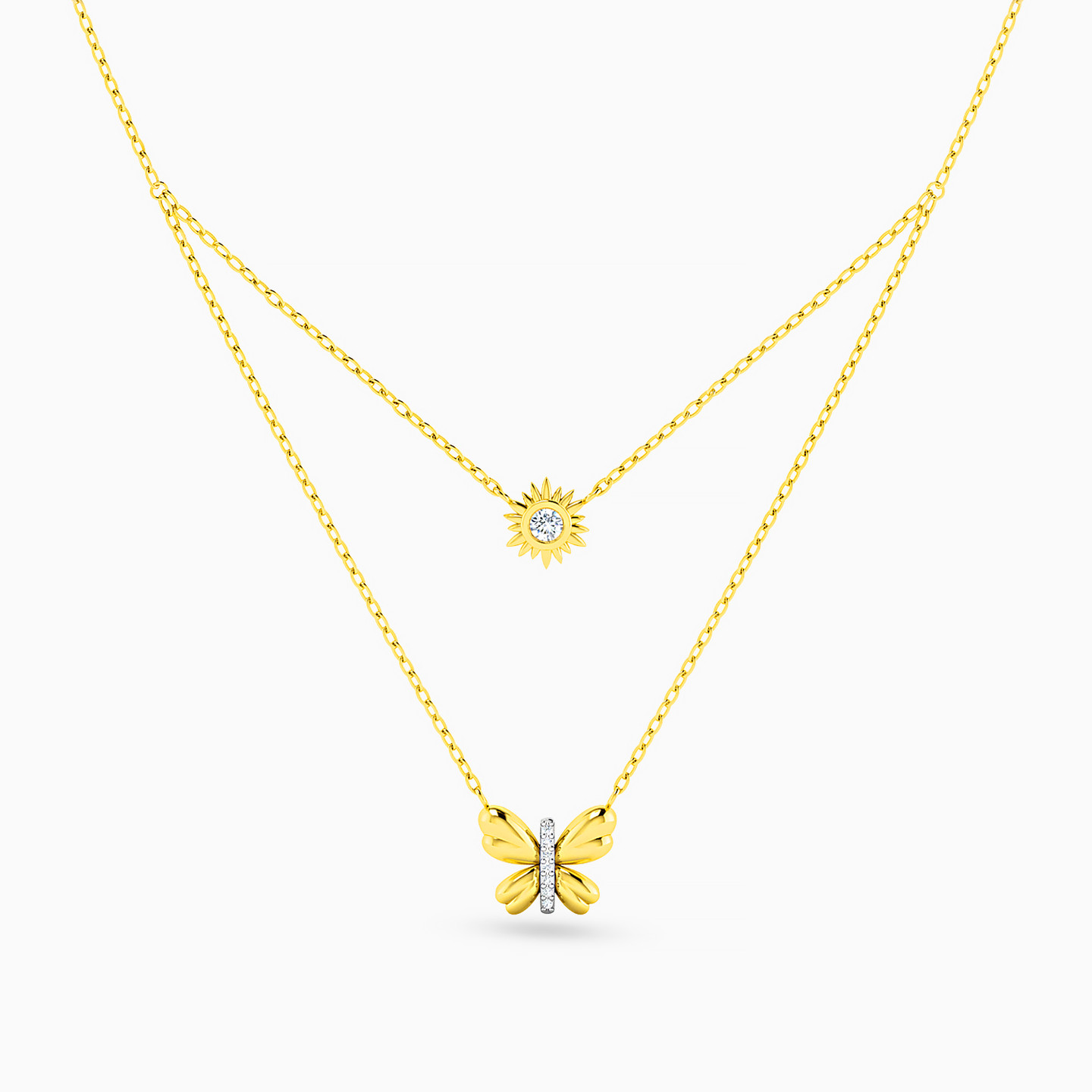 Butterfly Diamonds Layered Necklace in 18K Gold - 3