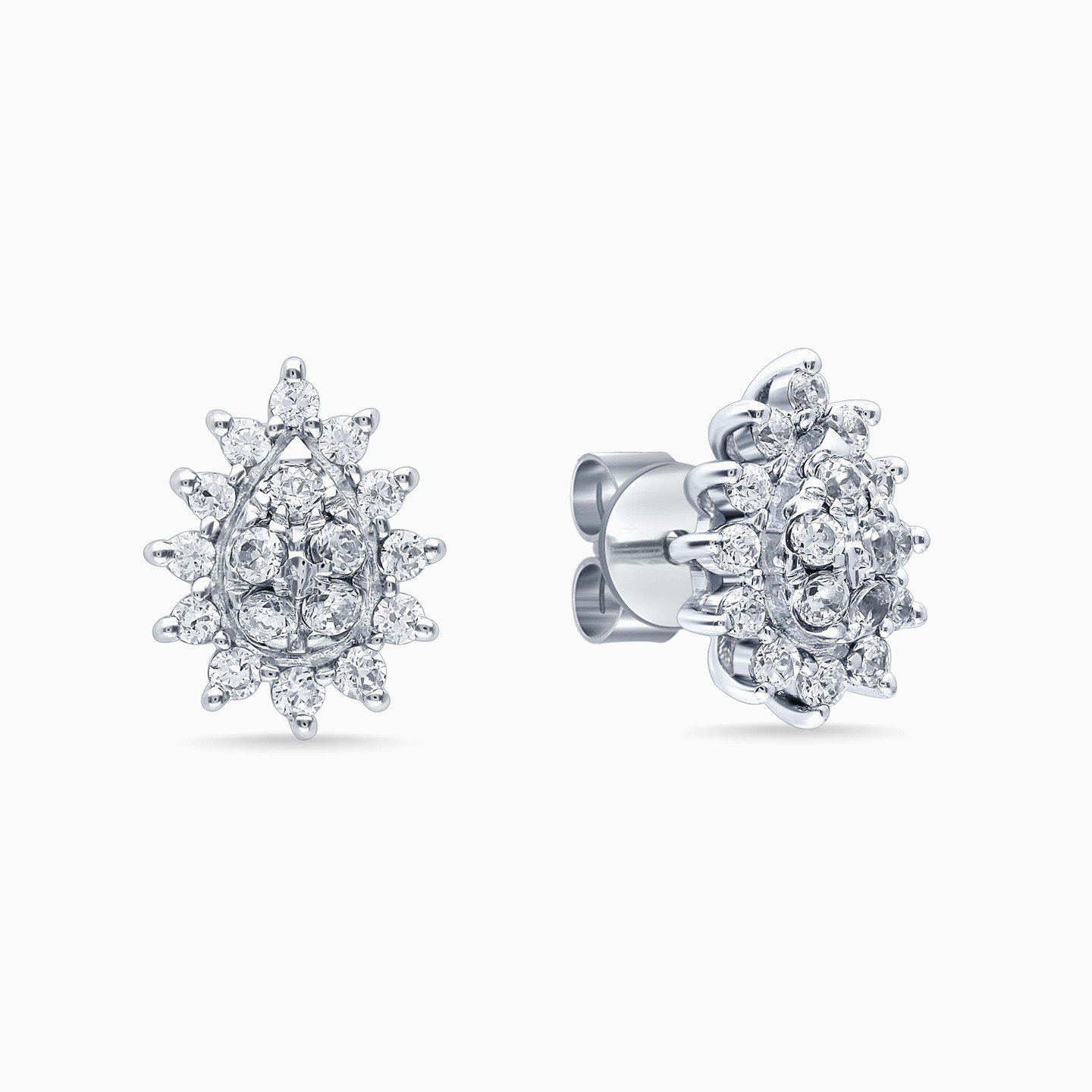 18K Gold Diamond Stud Earrings - 2