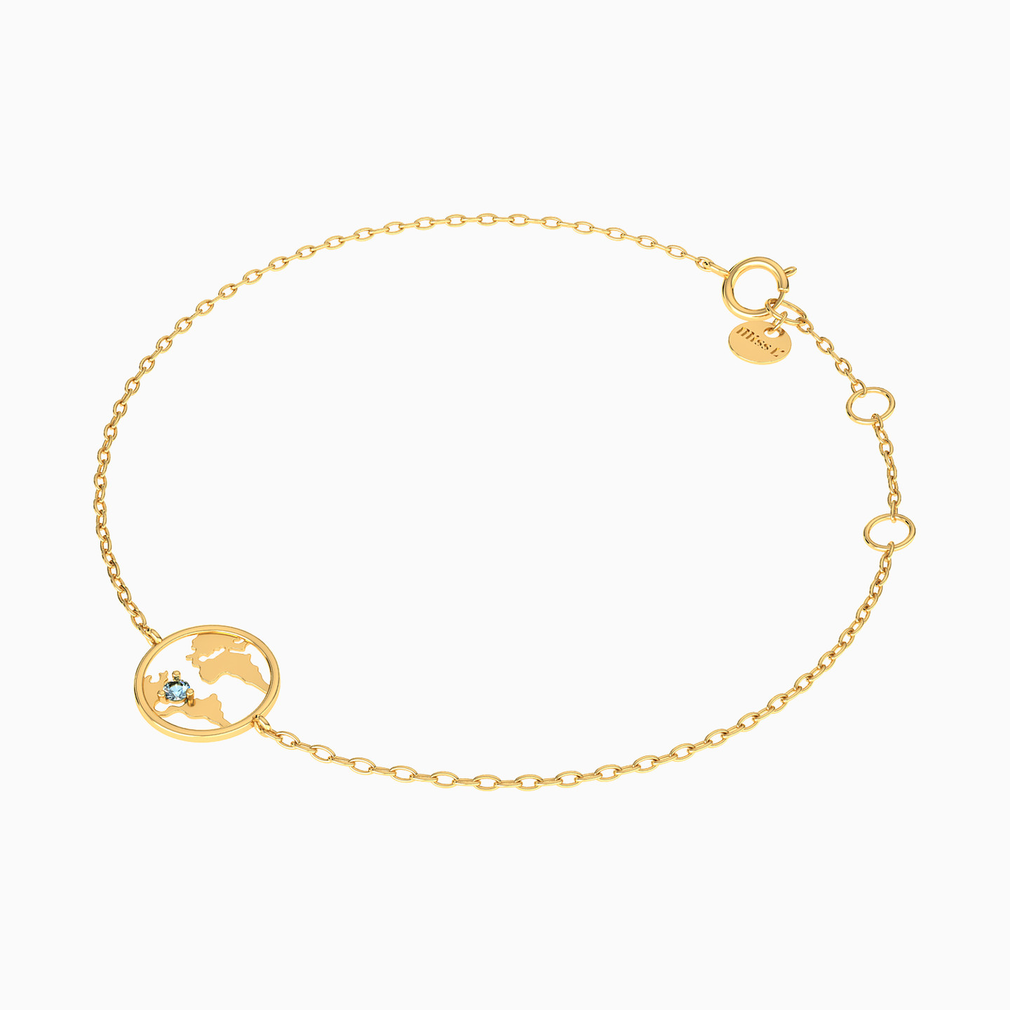 Globe Colored Stones Chain Bracelet in 18K Gold - 2 Globe Colored Stones Chain Bracelet in 18K Gold - 2