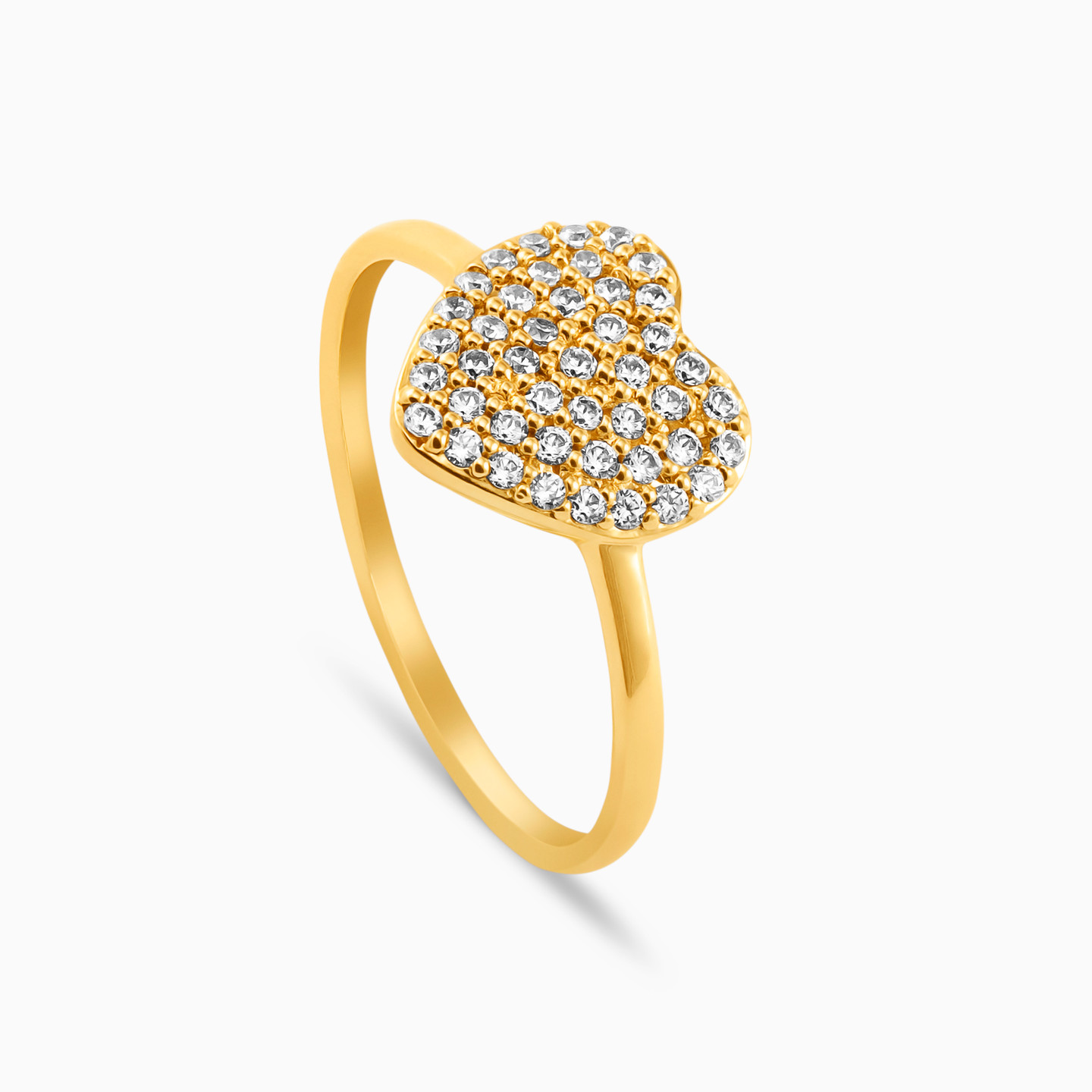Heart Cubic Zirconia Gold Plated Ring - 2 Heart Cubic Zirconia Gold Plated Ring - 2