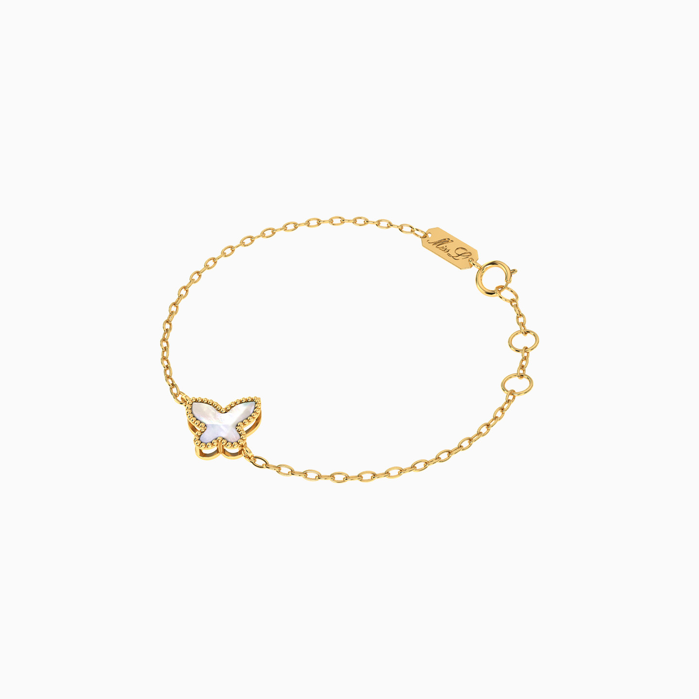 Kids Butterfly Pearls Chain Bracelet in 18K Gold - 2 Kids Butterfly Pearls Chain Bracelet in 18K Gold - 2
