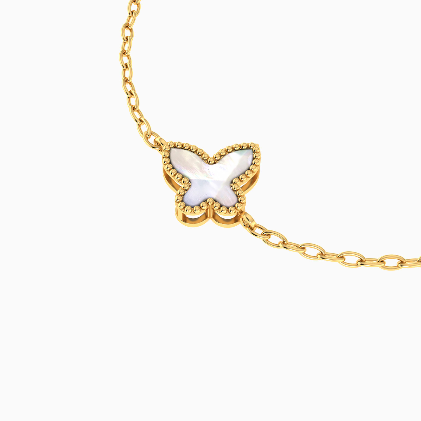 Kids Butterfly Pearls Chain Bracelet in 18K Gold - 3 Kids Butterfly Pearls Chain Bracelet in 18K Gold - 3