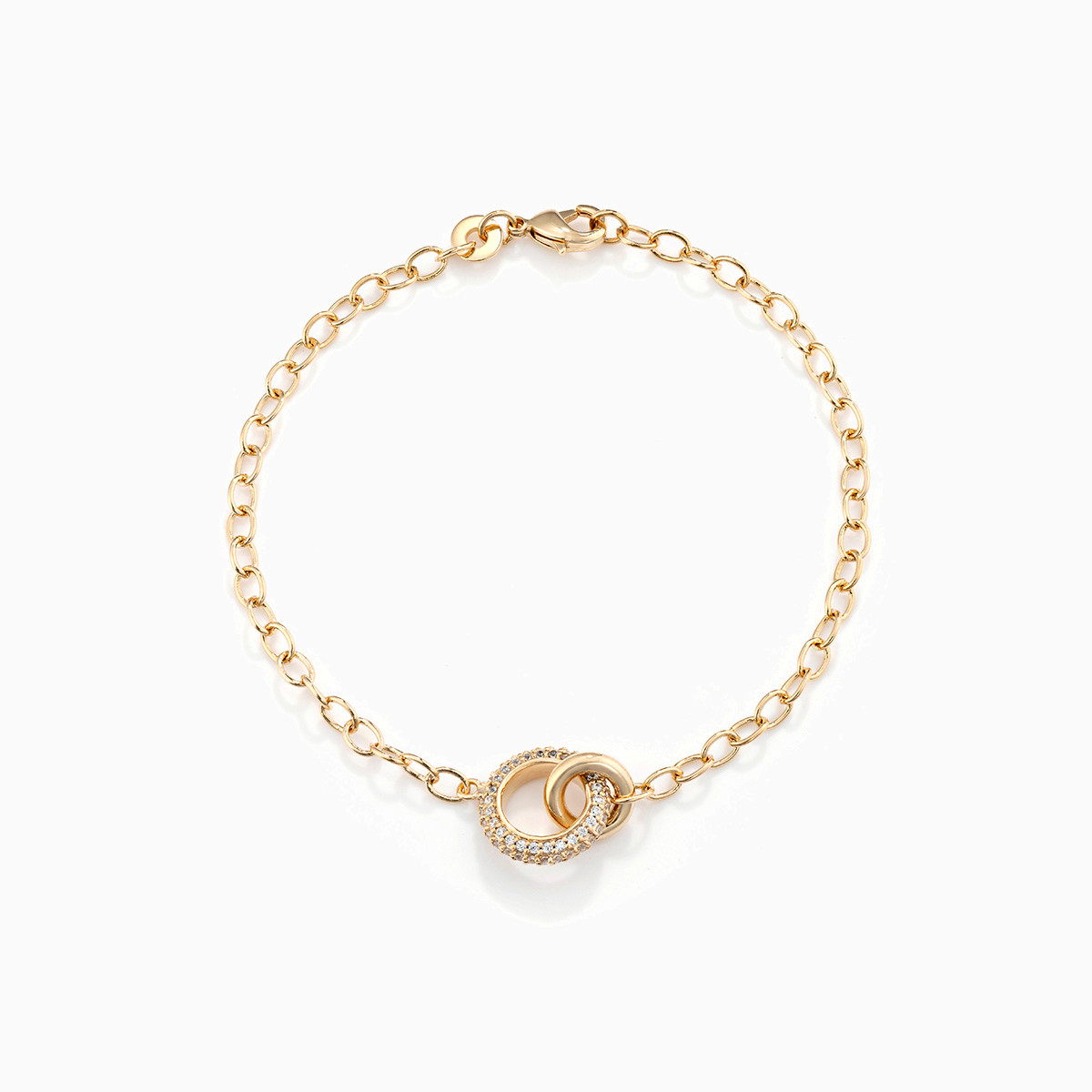 أسورة بسلسلة مطلية بالذهب دائرية مزينة بأحجار الزركون أسورة بسلسلة مطلية بالذهب دائرية مزينة بأحجار الزركون