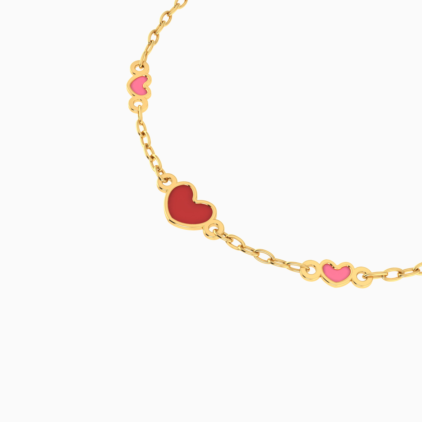 Kids Heart Chain Bracelet in 18K Gold - 3 Kids Heart Chain Bracelet in 18K Gold - 3