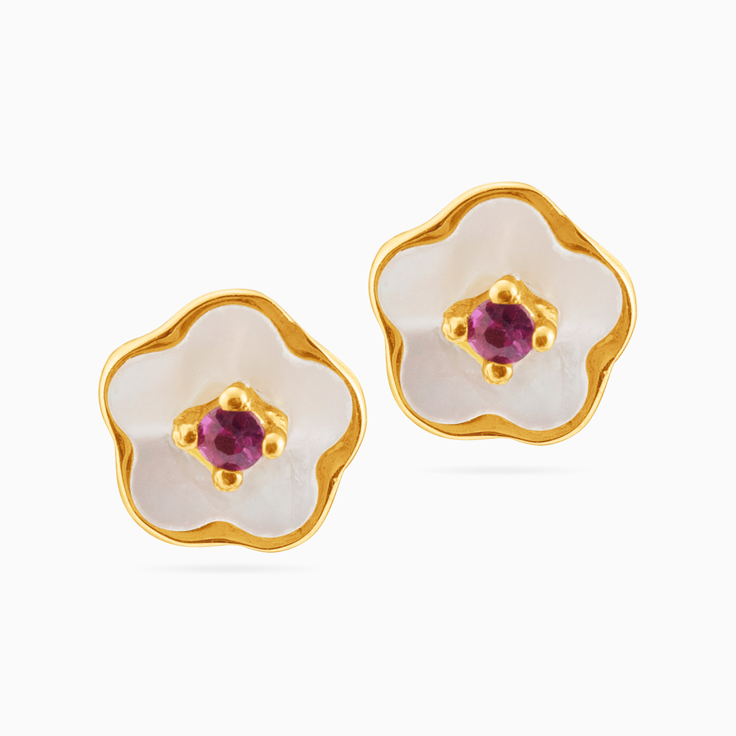 Kids 18K Gold Colored Stones Stud Earrings