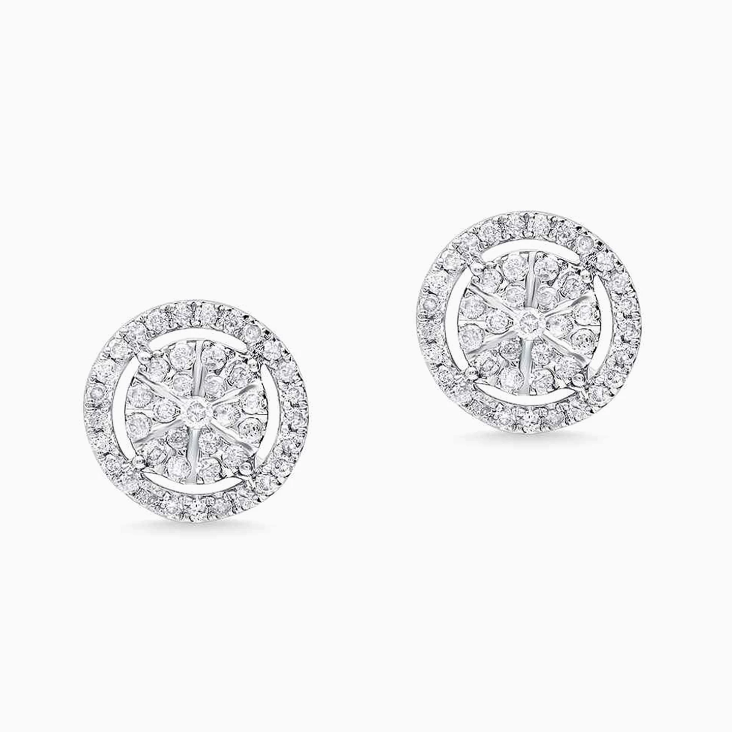 Circle Diamond Stud Earrings in 18K Gold - 2 Circle Diamond Stud Earrings in 18K Gold - 2
