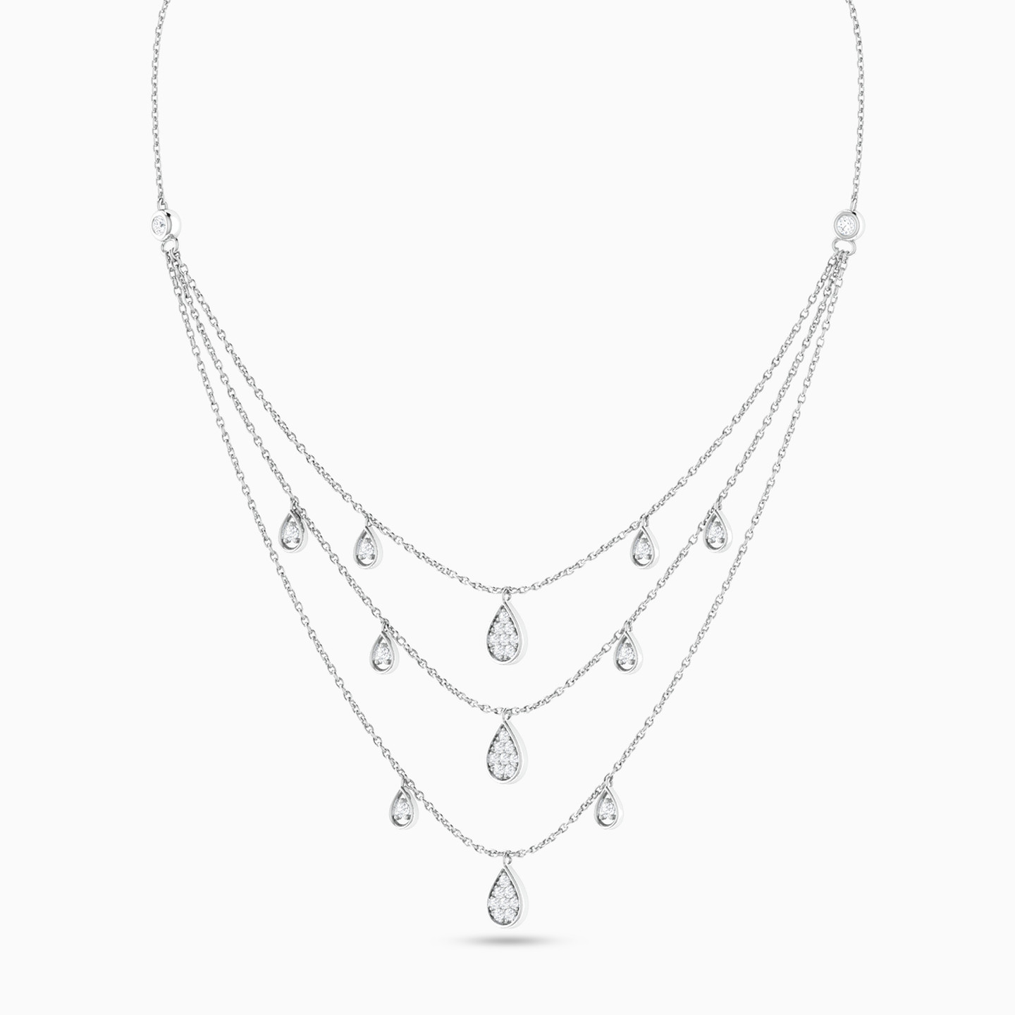 Pear Diamond Layered Necklace in 18K Gold - 3