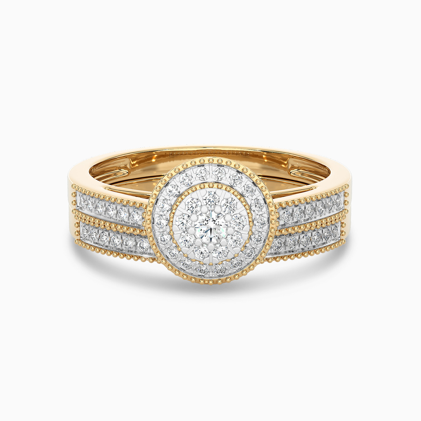 Circle Diamond Twin Rings in 18K Gold - 4 Circle Diamond Twin Rings in 18K Gold - 4