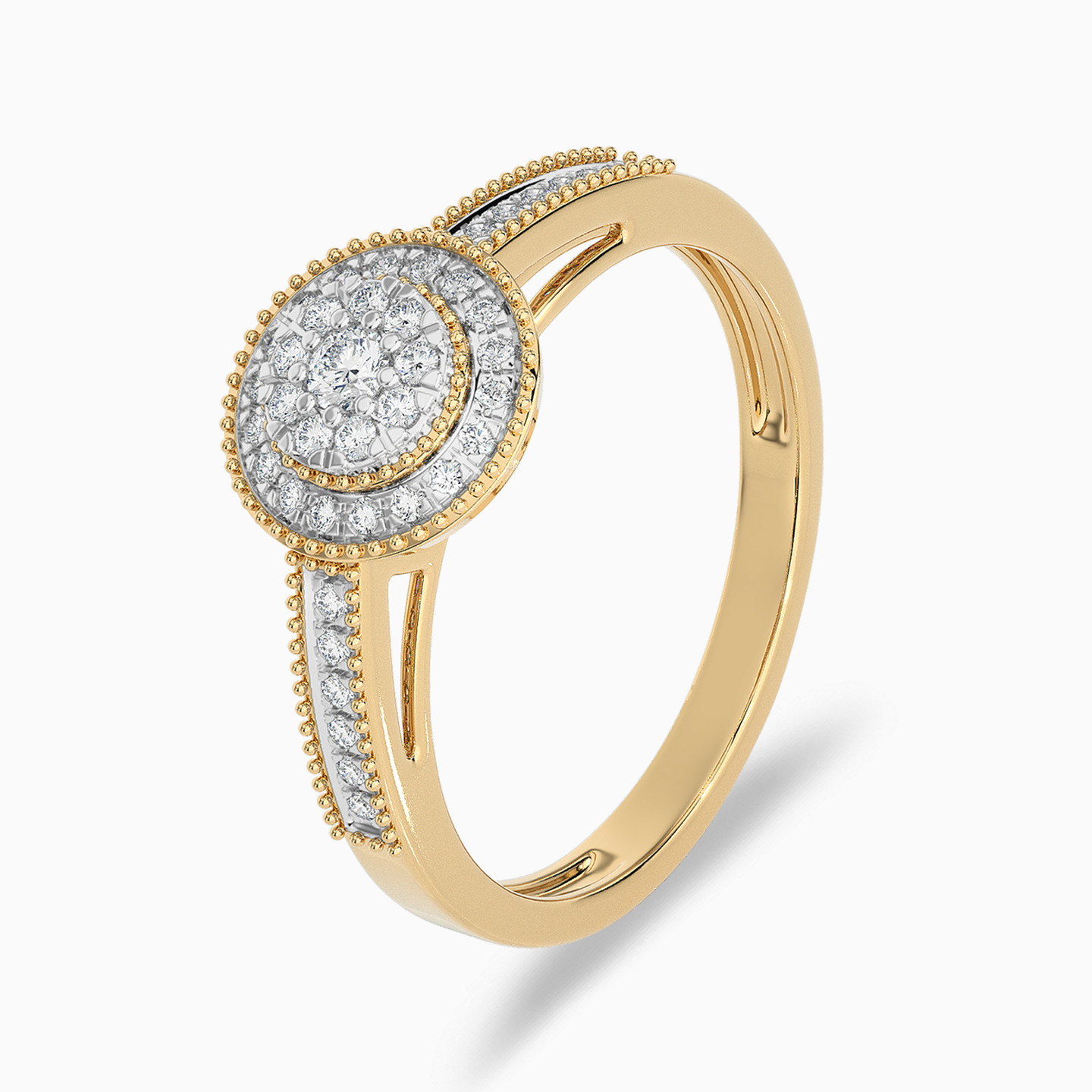 Circle Diamond Twin Rings in 18K Gold - 2 Circle Diamond Twin Rings in 18K Gold - 2