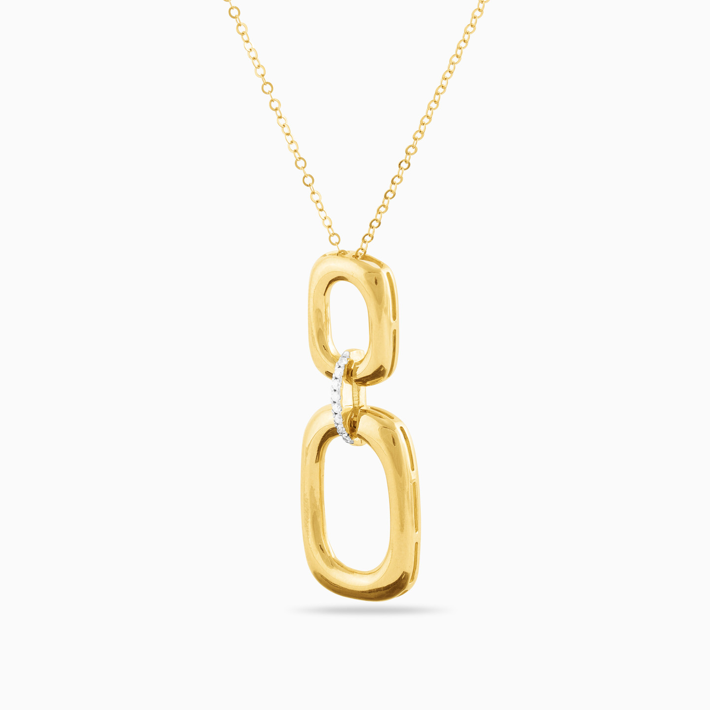 Rectangle Diamond Necklace in 18K Gold - 2 Rectangle Diamond Necklace in 18K Gold - 2