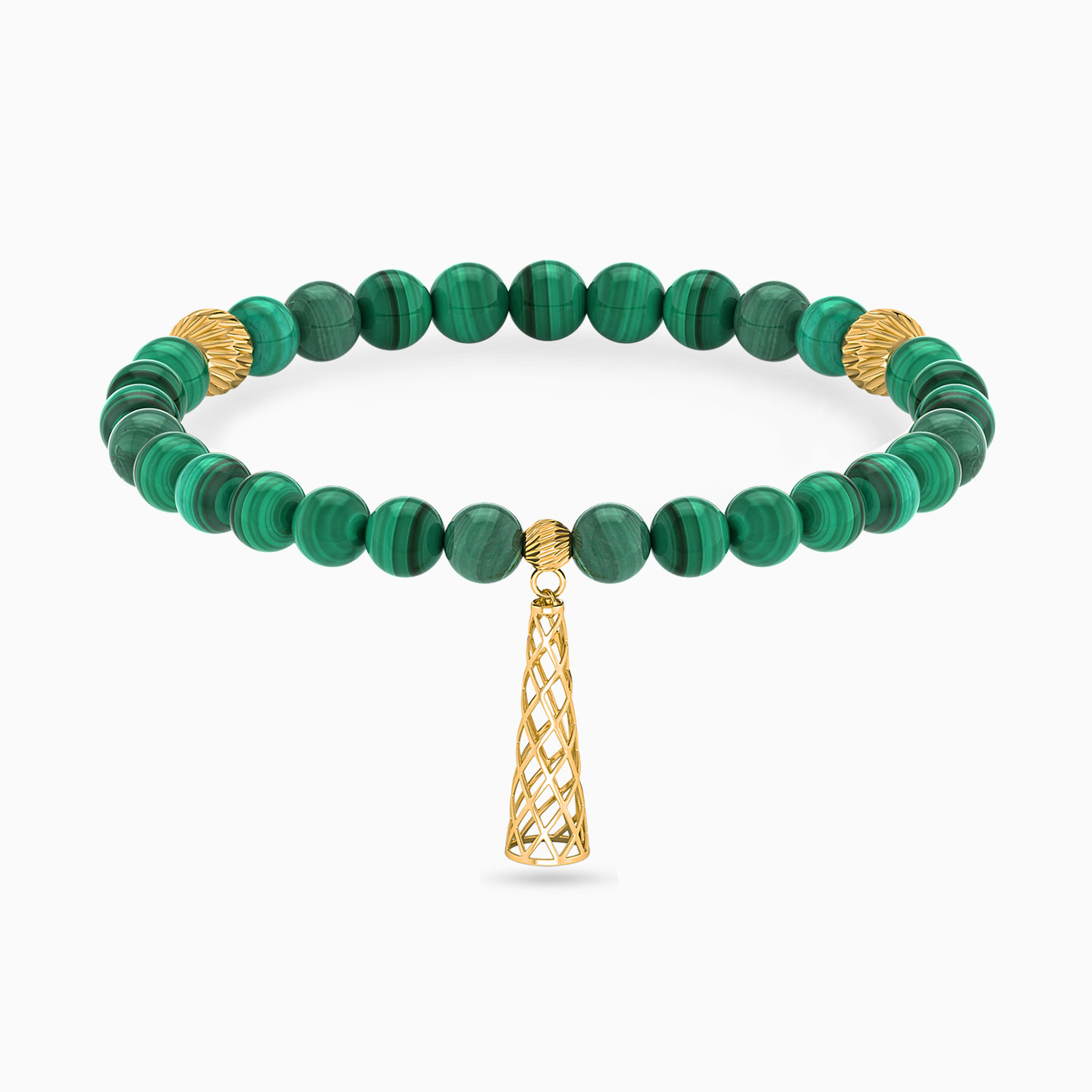 Triangle Green Stones Bead Bracelet in 18K Gold Triangle Green Stones Bead Bracelet in 18K Gold