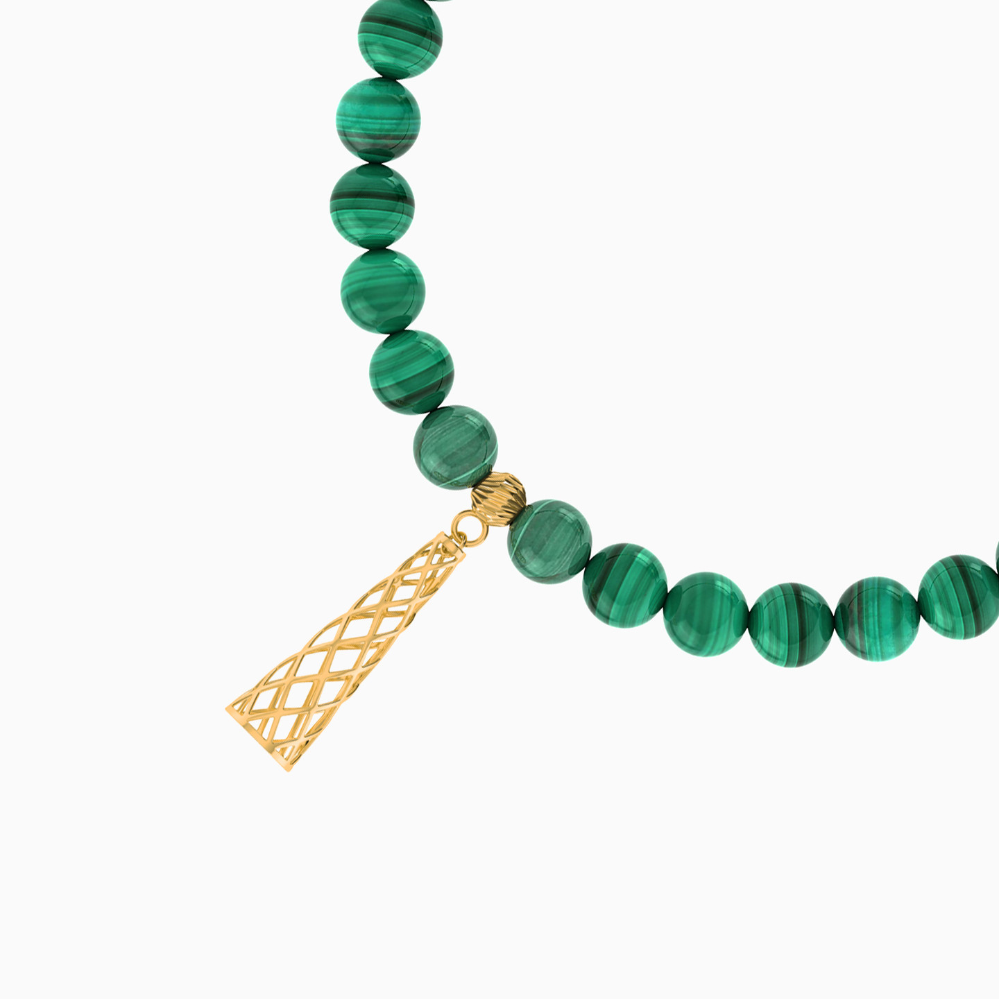 Triangle Green Stones Bead Bracelet in 18K Gold - 3 Triangle Green Stones Bead Bracelet in 18K Gold - 3