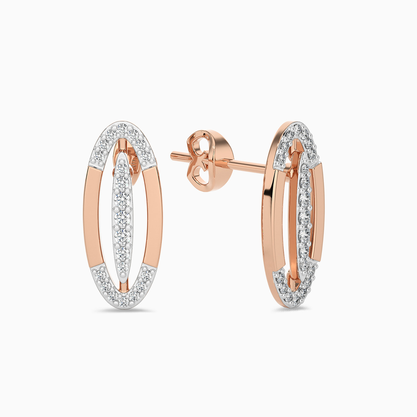 18K Gold Diamond Stud Earrings - 2