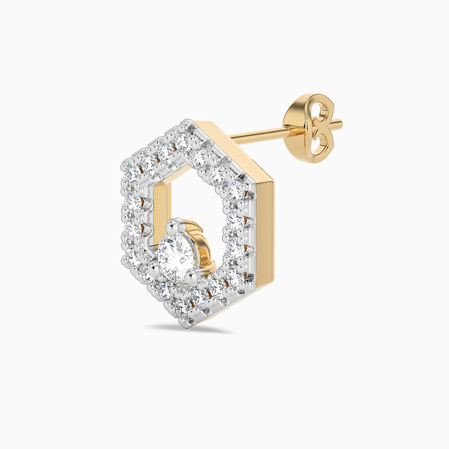 Hexagon Diamond Stud Earrings in 18K Gold - 5 Hexagon Diamond Stud Earrings in 18K Gold - 5