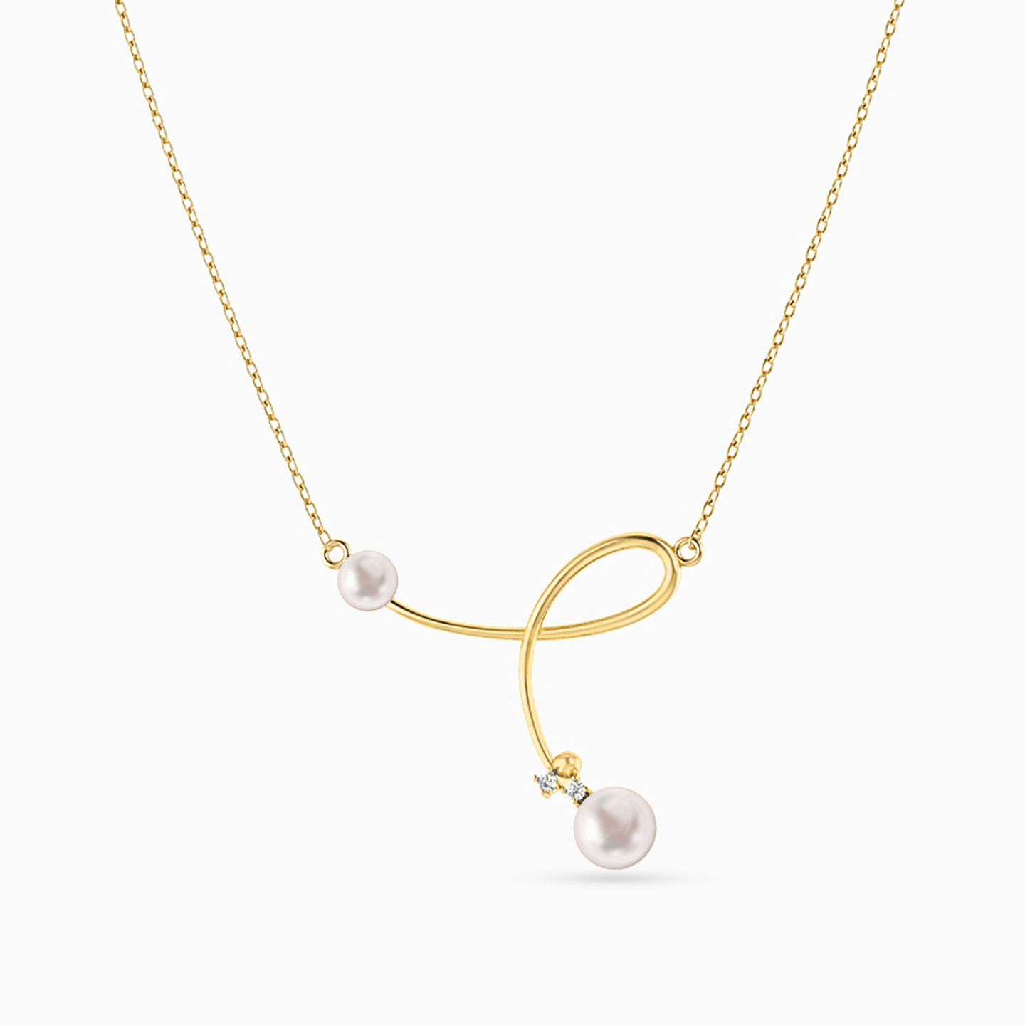 Twist Diamond & Pearl Necklace in 18K Gold Twist Diamond & Pearl Necklace in 18K Gold