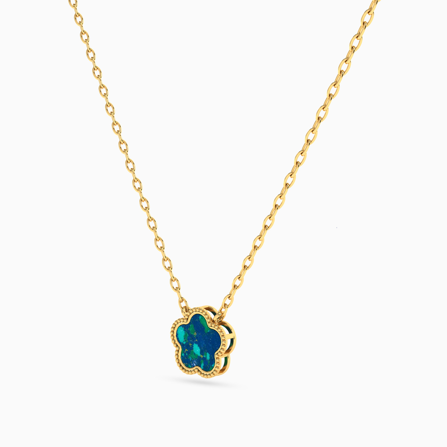 Kids Flower Blue Stone Necklace in 18K Gold - 2 Kids Flower Blue Stone Necklace in 18K Gold - 2