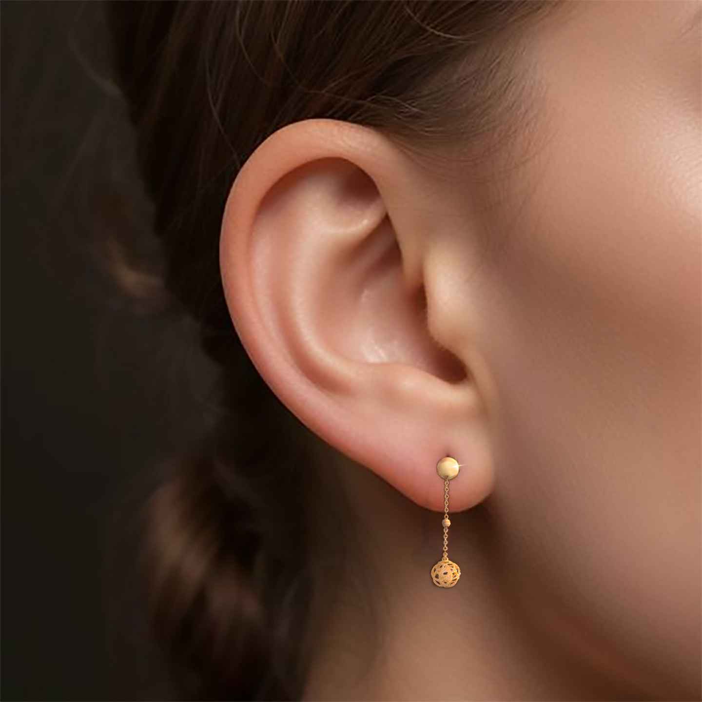 أقراط متدلية ذهب دائرة عيار 21 قيراط - 2 أقراط متدلية ذهب دائرة عيار 21 قيراط - 2