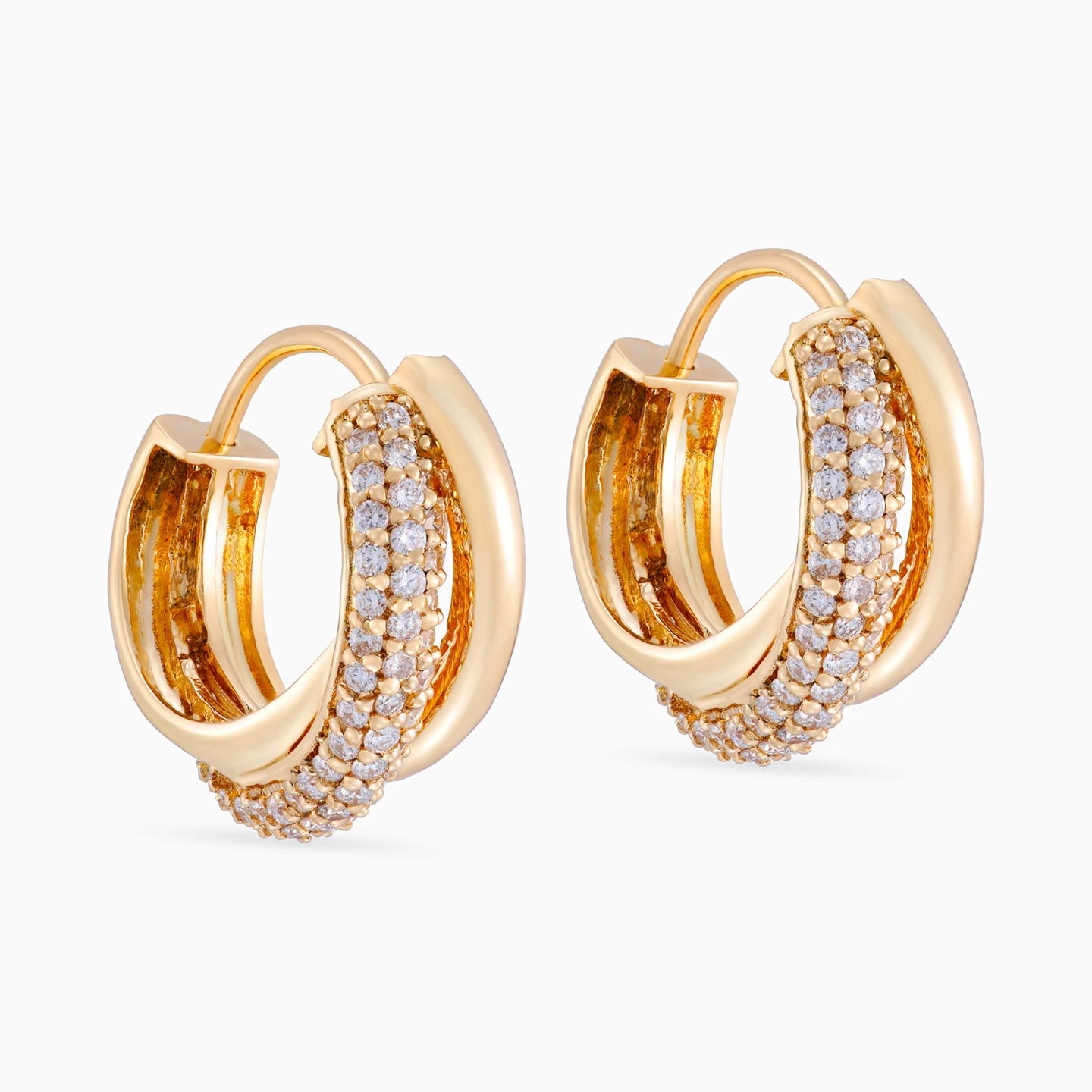 Circle Cubic Zirconia Hoop Earrings in 18K Gold Circle Cubic Zirconia Hoop Earrings in 18K Gold