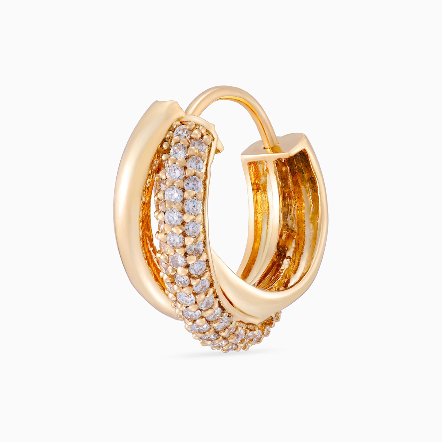 Circle Cubic Zirconia Hoop Earrings in 18K Gold - 3 Circle Cubic Zirconia Hoop Earrings in 18K Gold - 3