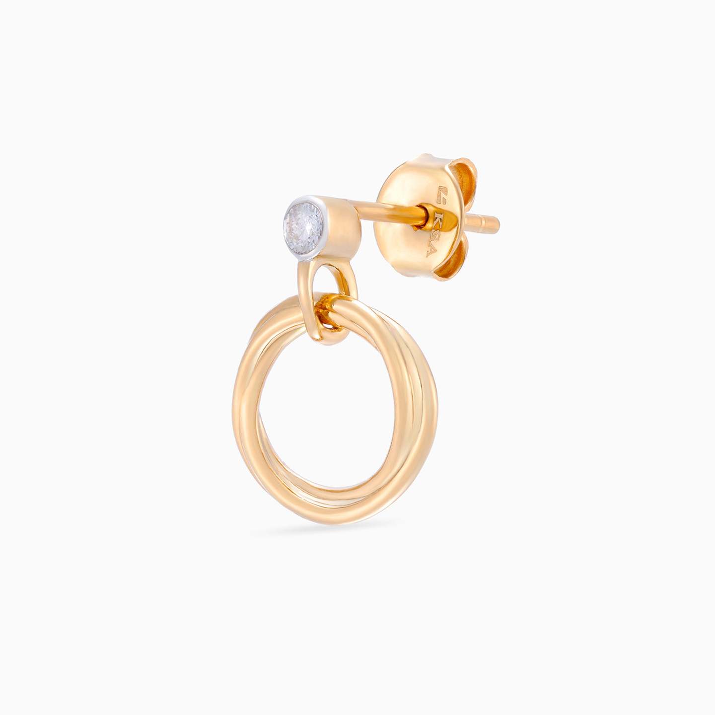 Circle Diamond Drop Earrings in 18K Gold - 3 Circle Diamond Drop Earrings in 18K Gold - 3