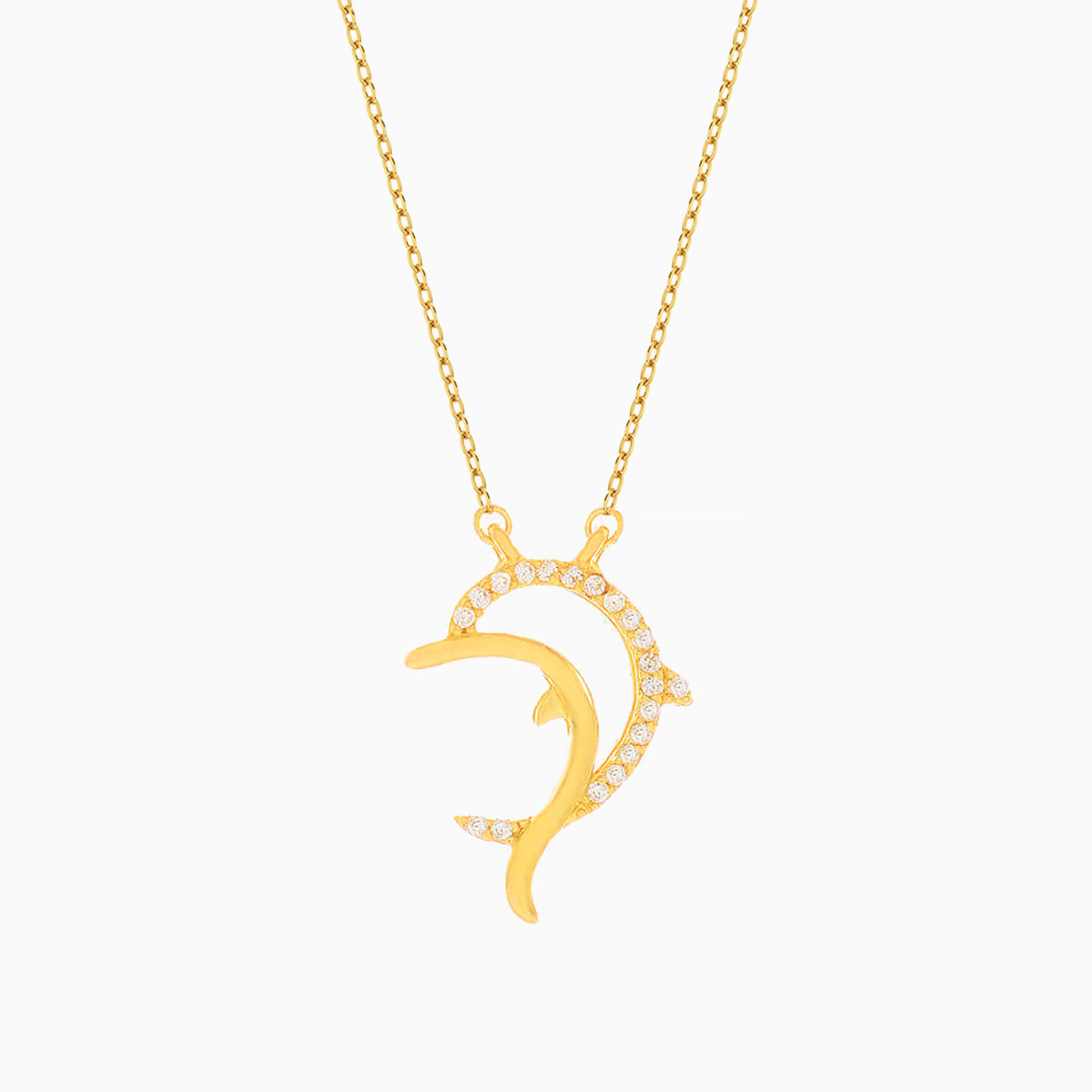 18K Gold Cubic Zirconia Pendant Necklace