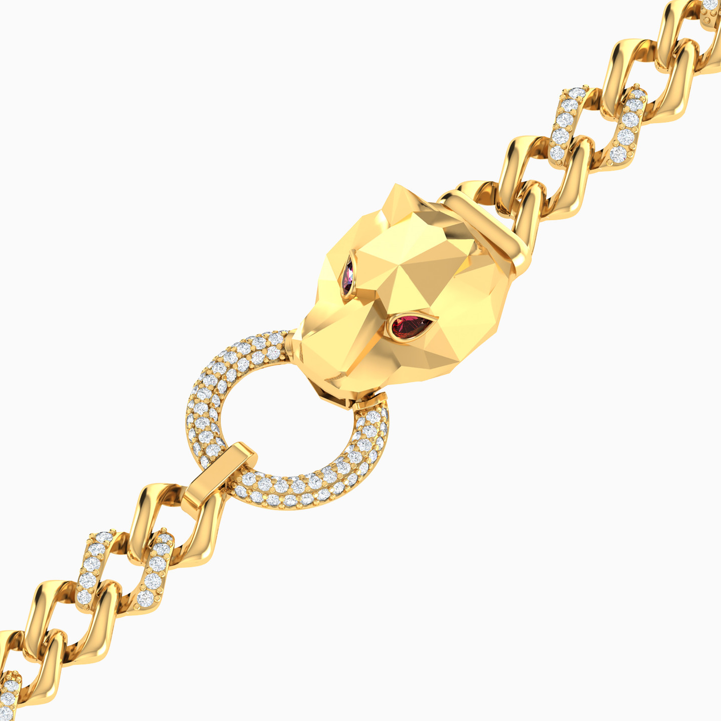Panther Cubic Zirconia Chain Bracelet in 18K Gold - 2 Panther Cubic Zirconia Chain Bracelet in 18K Gold - 2