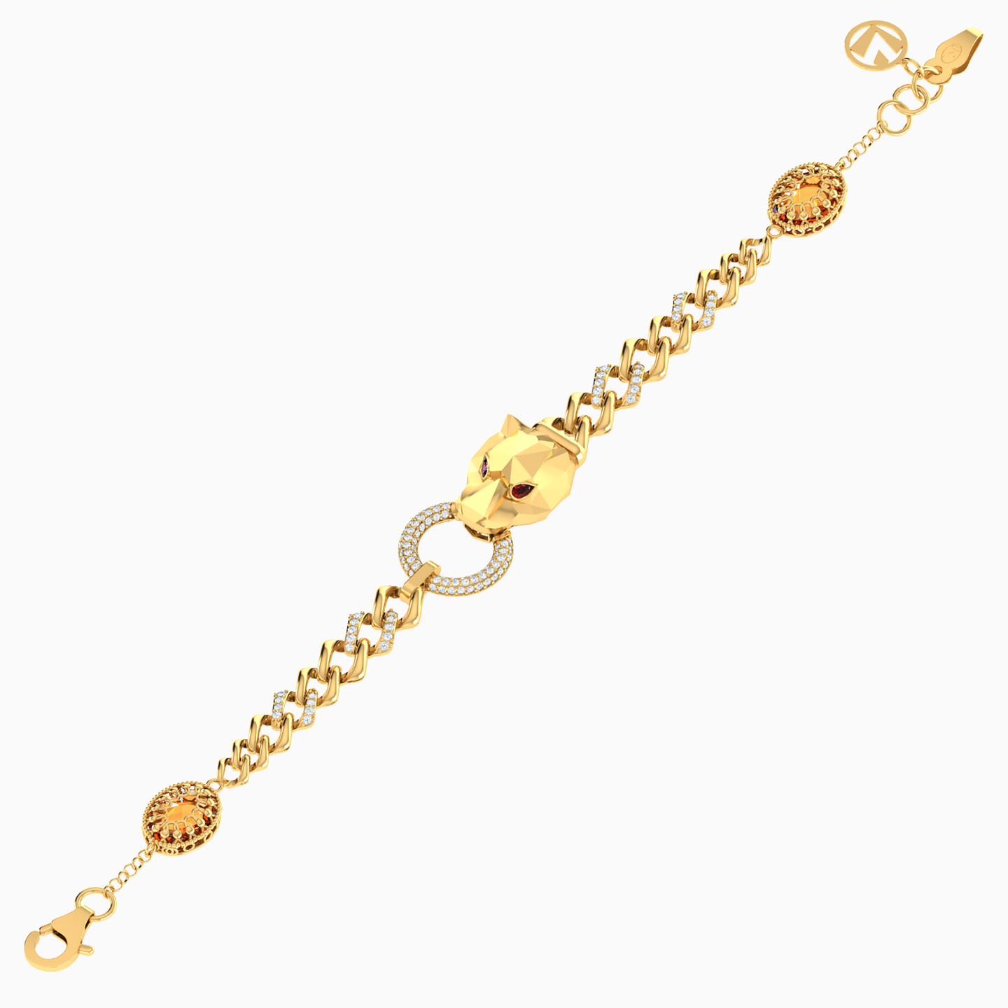Panther Cubic Zirconia Chain Bracelet in 18K Gold - 3 Panther Cubic Zirconia Chain Bracelet in 18K Gold - 3