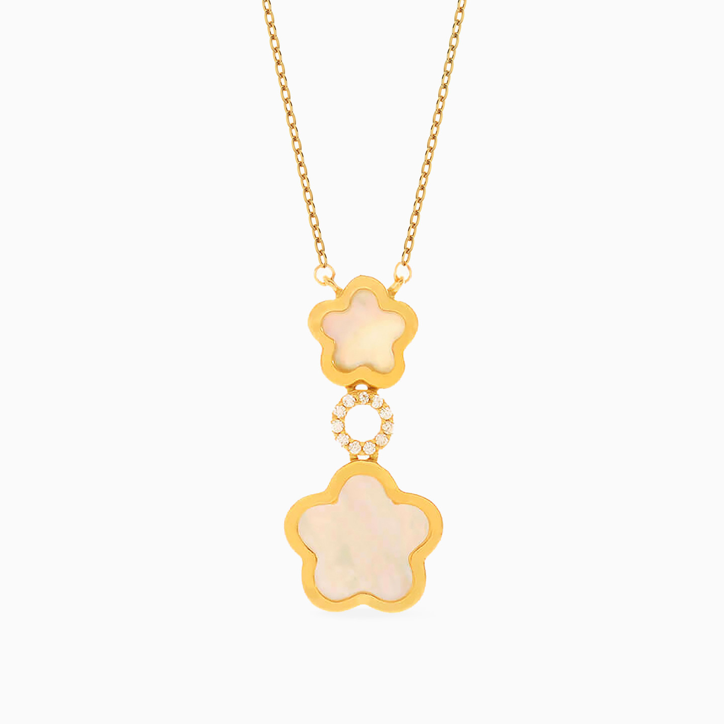 18K Gold Colored Stones Pendant Necklace