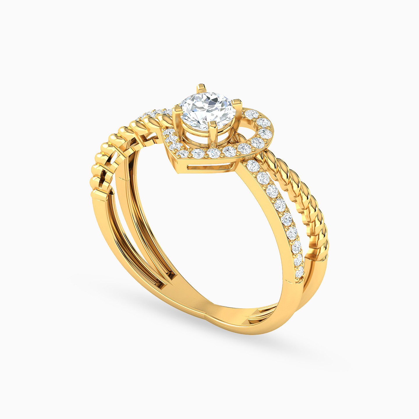 Heart Cubic Zirconia Ring in 21K Gold - 2 Heart Cubic Zirconia Ring in 21K Gold - 2