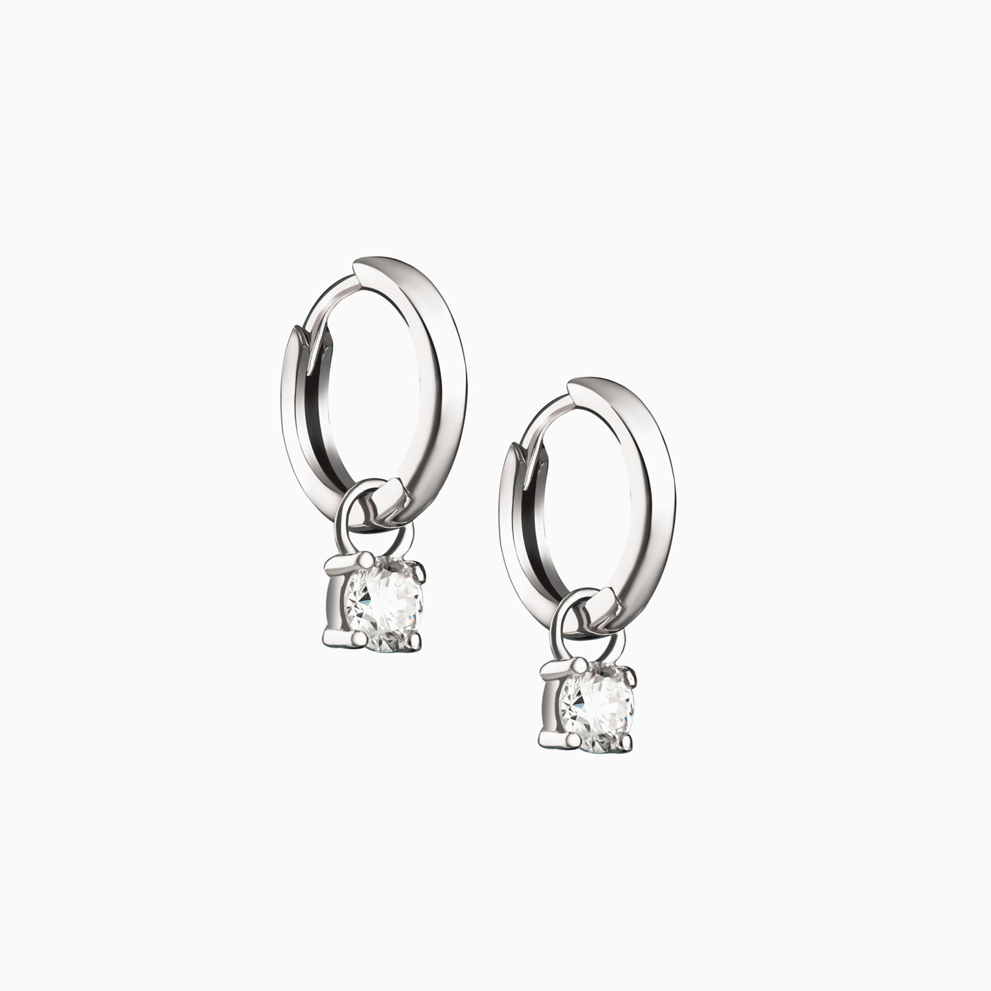 Circle Cubic Zirconia Sterling Silver Drop Earrings - 2 Circle Cubic Zirconia Sterling Silver Drop Earrings - 2