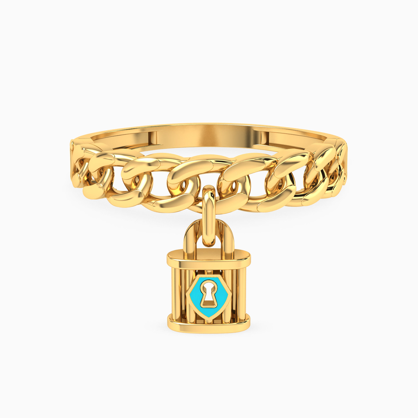Lock Enamel Coated Ring in 18K Gold Lock Enamel Coated Ring in 18K Gold