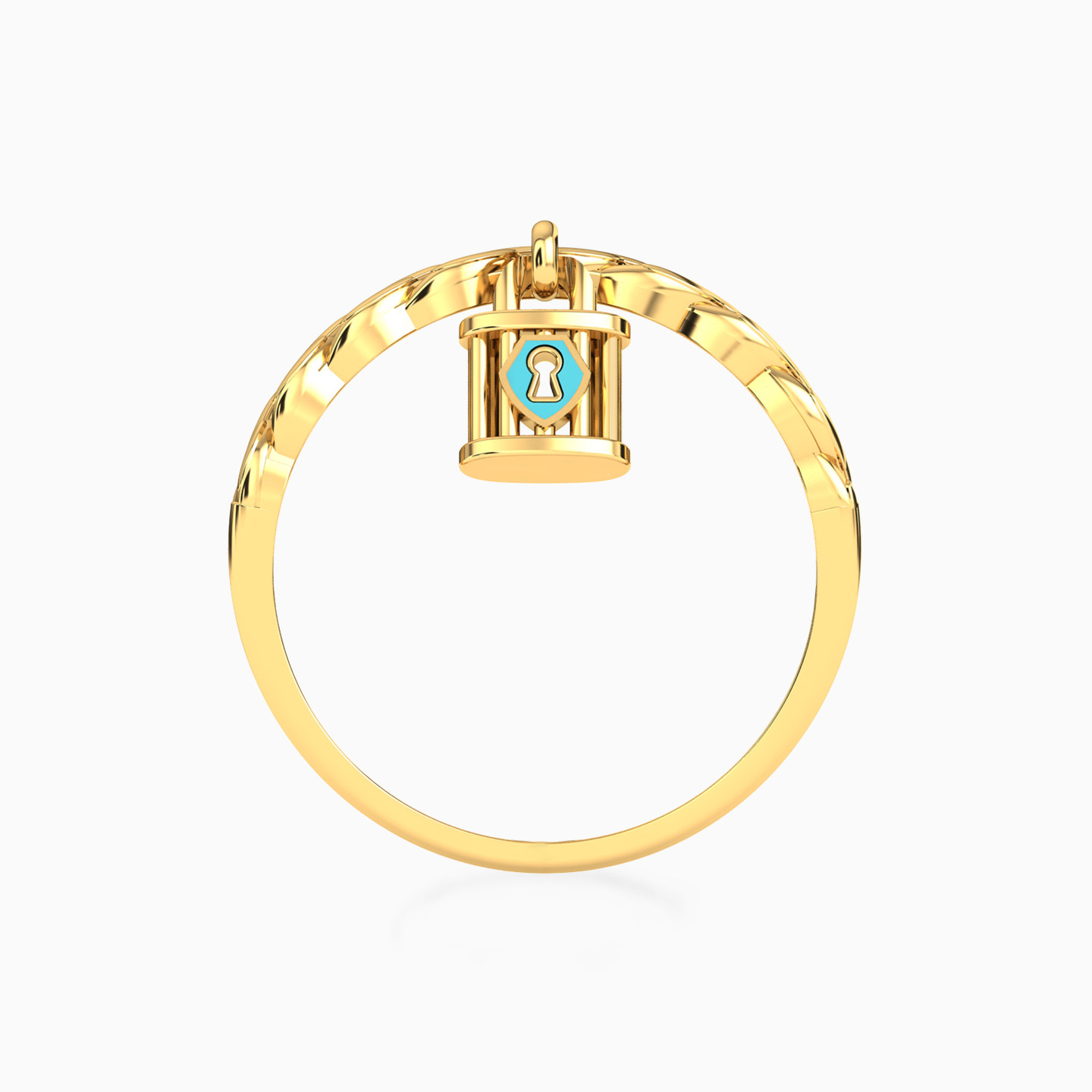 Lock Enamel Coated Ring in 18K Gold - 3 Lock Enamel Coated Ring in 18K Gold - 3